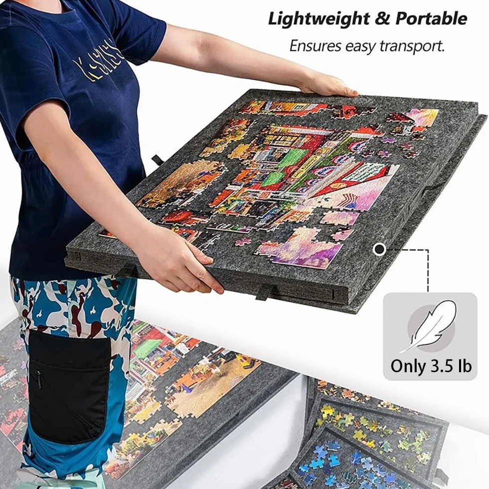 Mesa para Puzzle,Mesa de Rompecabezas 2 en 1 inclinable,Equipada con 6 cajones y bandejas - Puede Contener 1000 Piezas de Rompecabezas,Tablero de Rompecabezas de Fieltro Ligero,para Juegos,Regalo