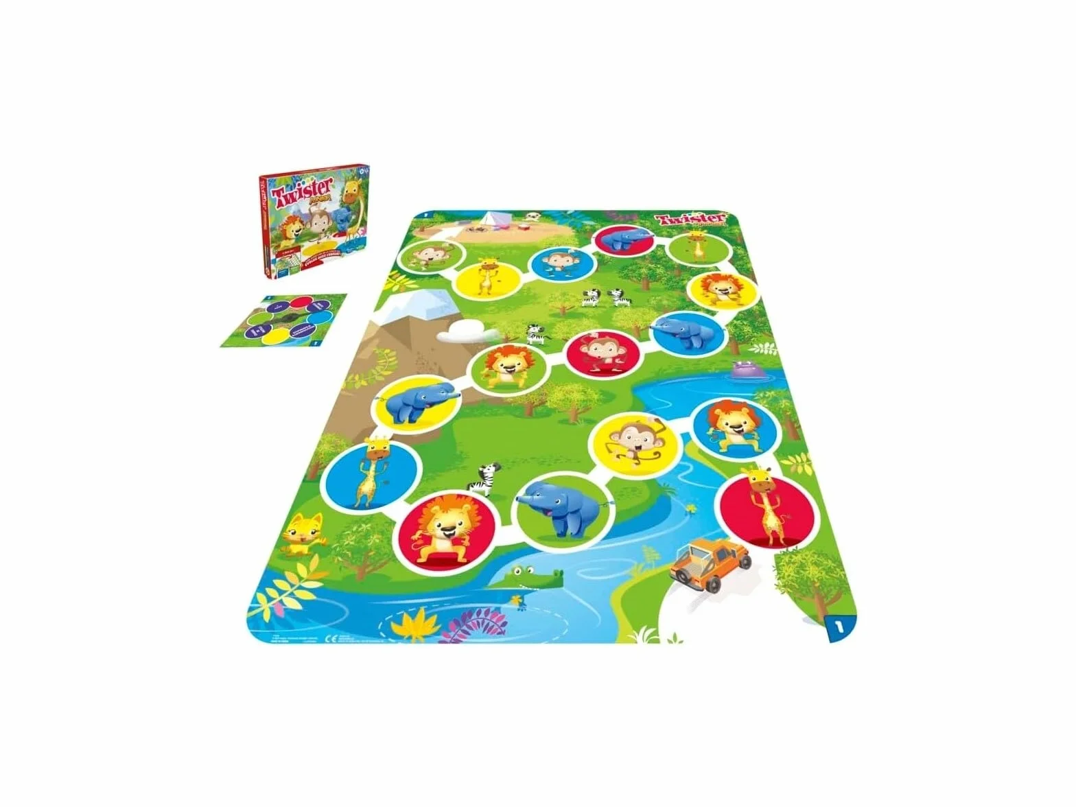 Hasbro Gaming Twister Junior Aventura con Animales Tapete 2 Lados 2 Juegos en 1 Juego de Fiestas Interiores 2-4 Jugadores