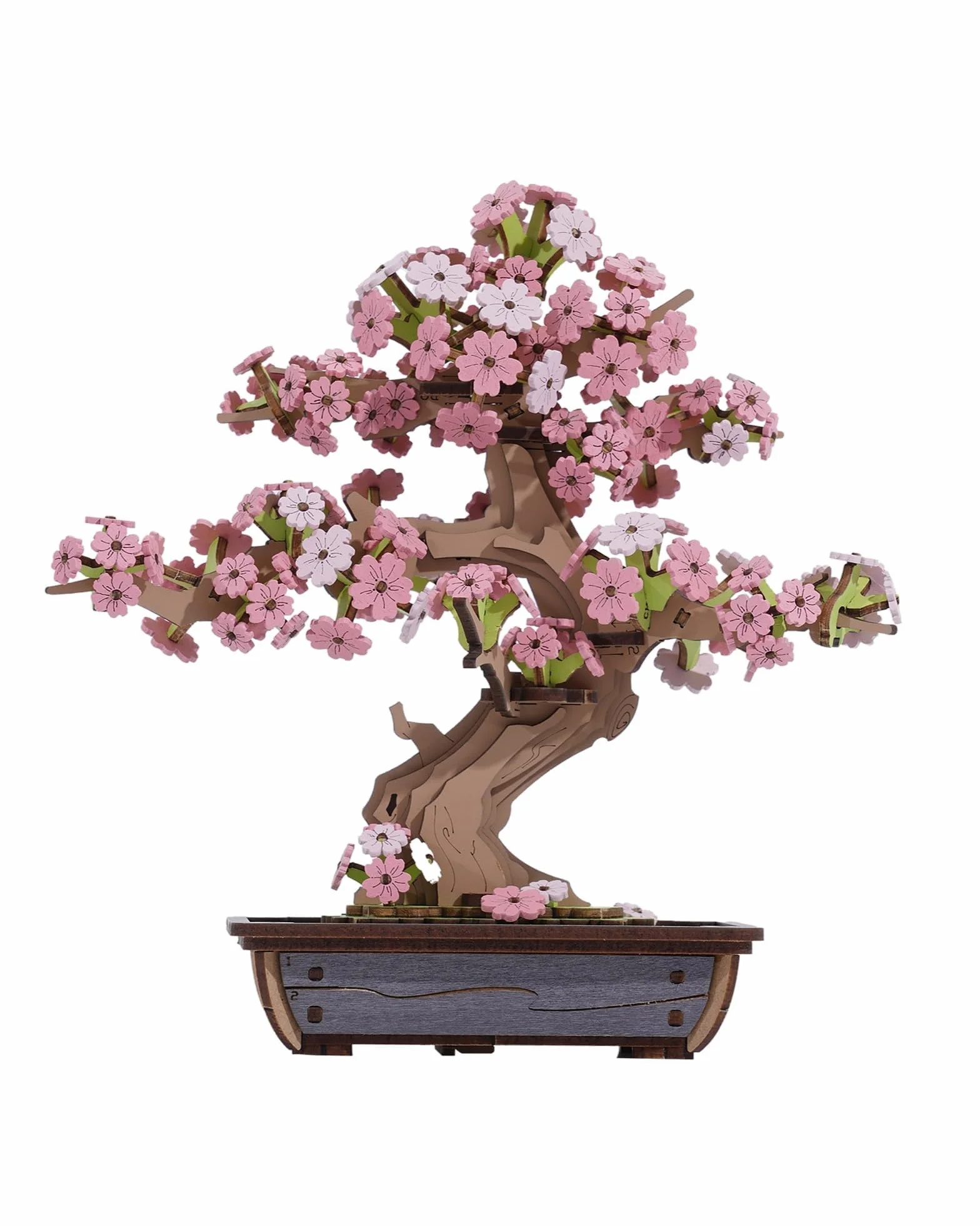 ROWOOD Bonsái de Madera en 3D, Kit de Modelo de Pino para Adultos, CREA tu Propio Kit de construcción de artesanía en Madera, decoración única para el hogar (Bonsái de Sakura)