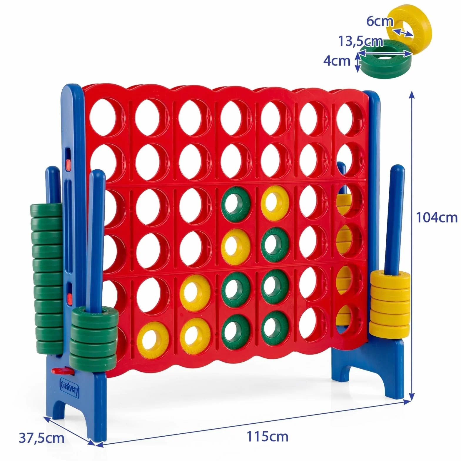 COSTWAY Juego de Match Juego de Aritmético y Educación con 42 Anillos Gigantes y Controles Deslizantes para Niños y Adultos (Azul y Rojo)