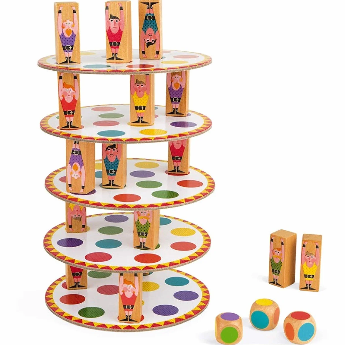Janod - Acrobat' - Juego de Habilidad y Estrategia, Juegos de Mesa para Niños, Concentración y Motricidad Fina, para 2 Jugadores O Más - Desde Los 5 Años, J02757