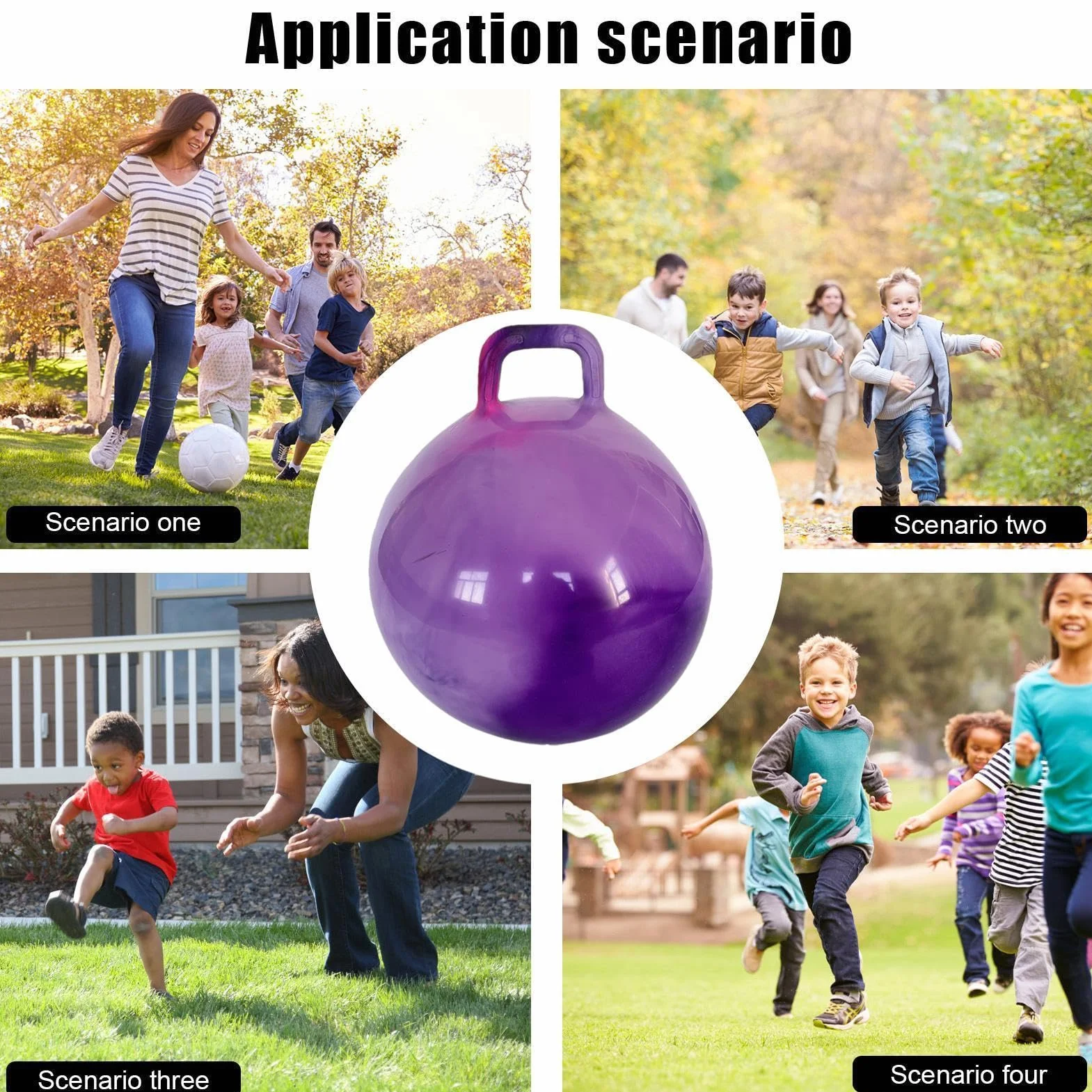 Pelota De Saltar con Asas Ergonómicas, Pelota De Salto para Niños, Balones Saltadores, Pelotas Hinchable Saltarina, Altura Ajustable, Antideslizante, Jardín Actividades Exterior Juego Ejercicio