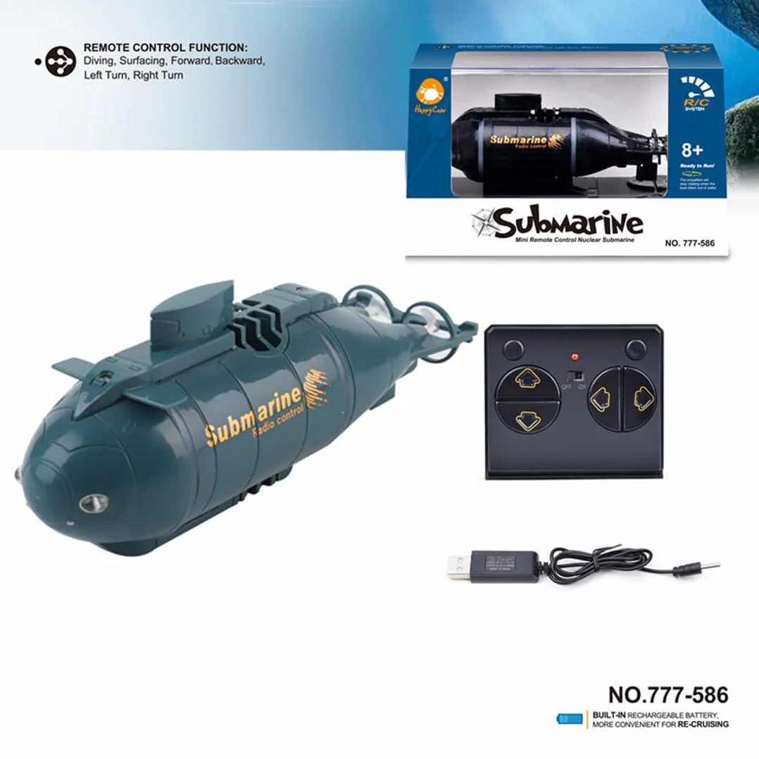 Mini submarino RC para adultos, control remoto de 6 canales, impermeable, barco de buceo para piscinas, bañeras, parques acuáticos, regalos de verano