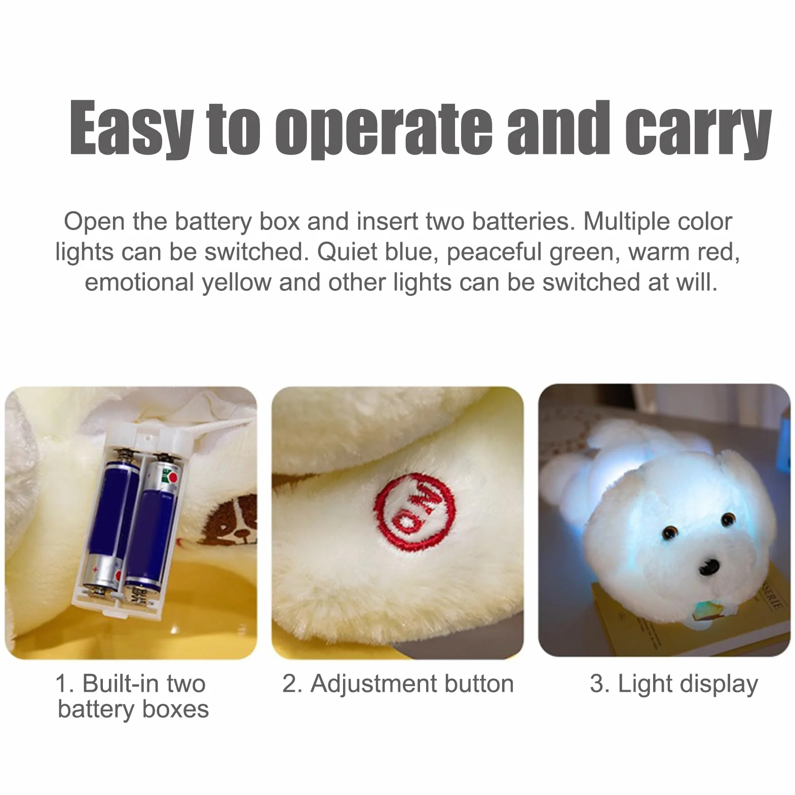 Generico Perro de peluche iluminado, perro de peluche LED - nocturnas en forma de cachorro de | 14 pulgadas iluminan el cachorro de para perros de luz nocturna suave para el compañero de