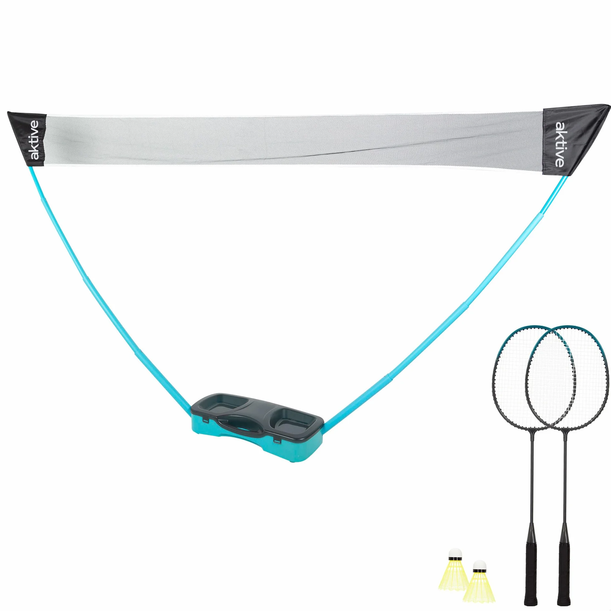 Red Bádminton Portátil 295x160 cm Azul Negro 2 Raquetas 2 Volantes Patas Extensibles Maletín Transporte