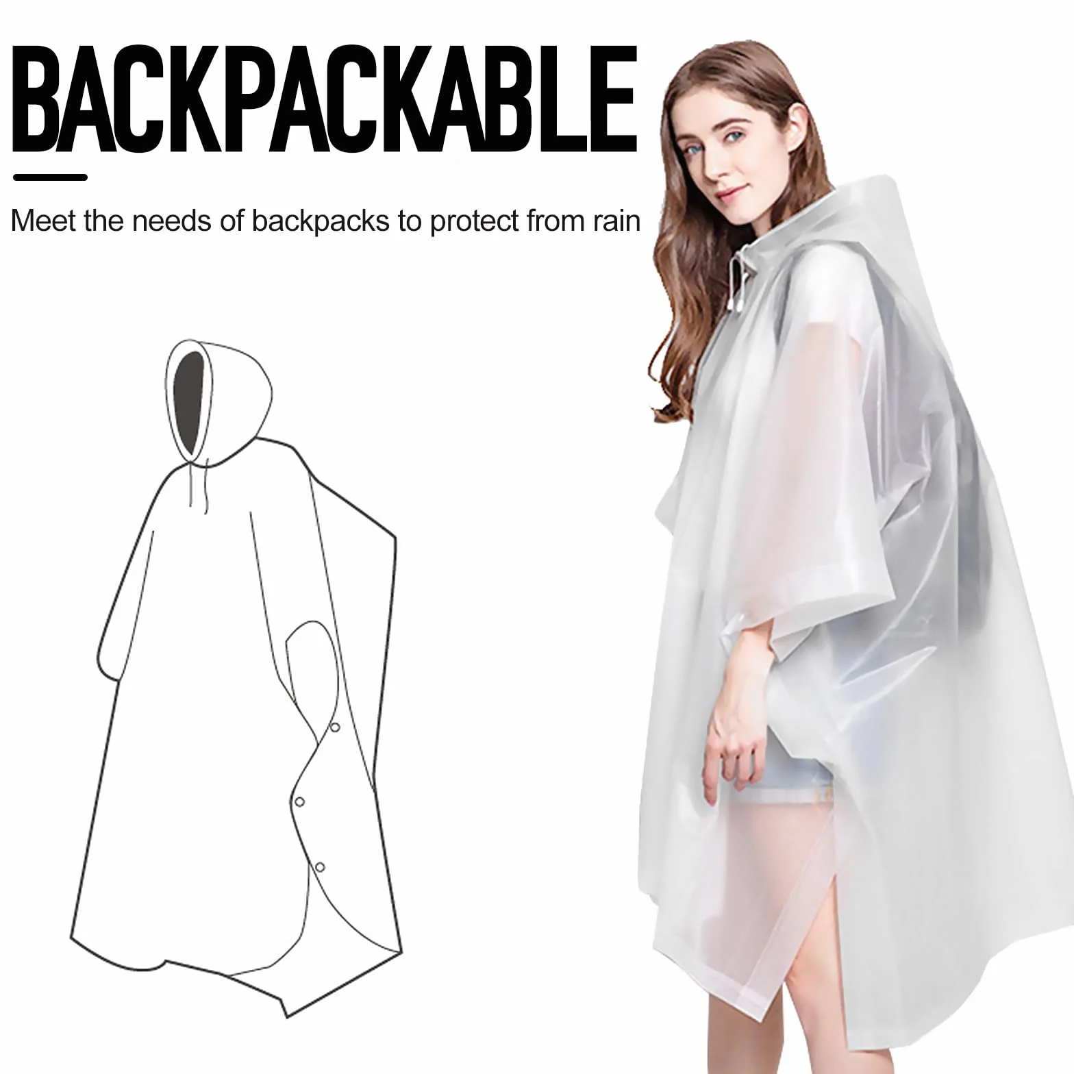 Poncho de Lluvia Impermeable 3 en 1 Multifuncional Ligero con Capucha para Ciclismo Senderismo Camping