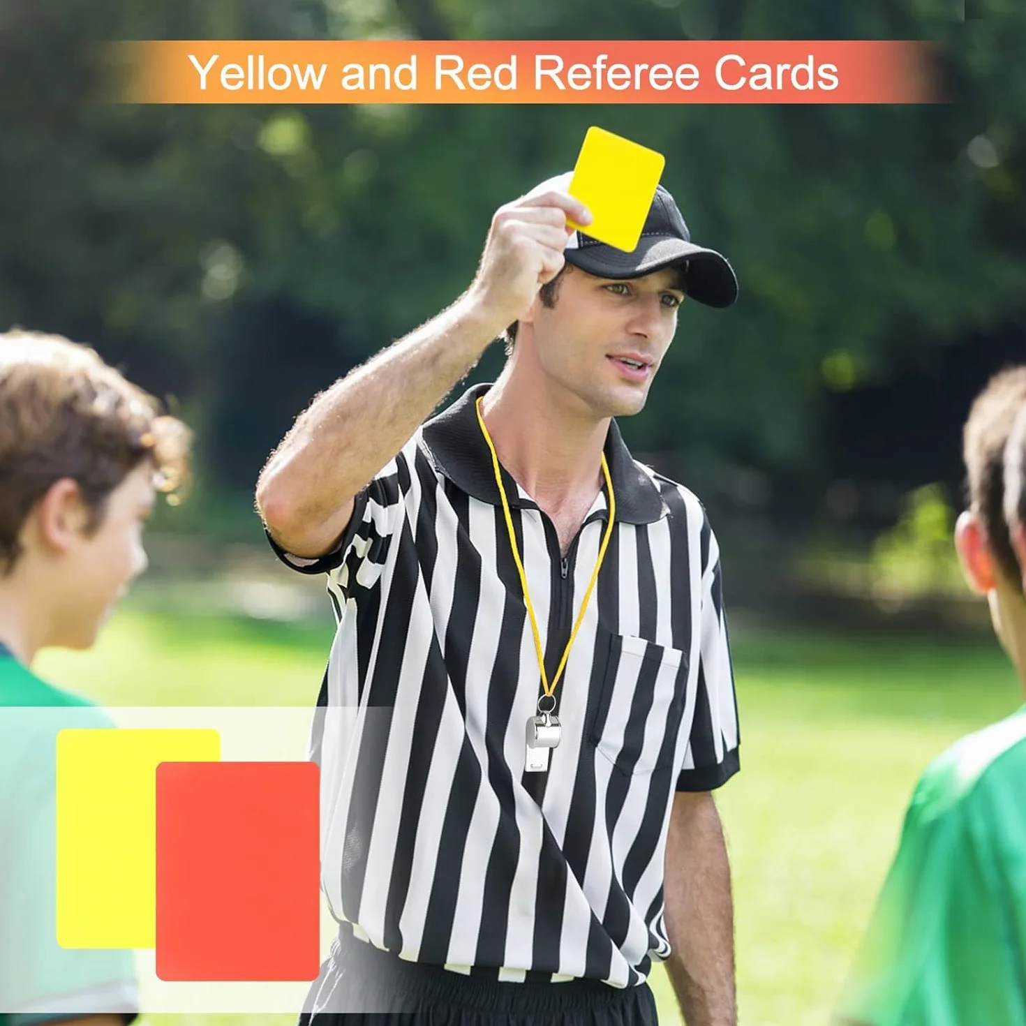 Juego de Tarjetas de Árbitro Deportivo de Fútbol - Tarjeta Roja PCV y Amarilla con Bolígrafo
