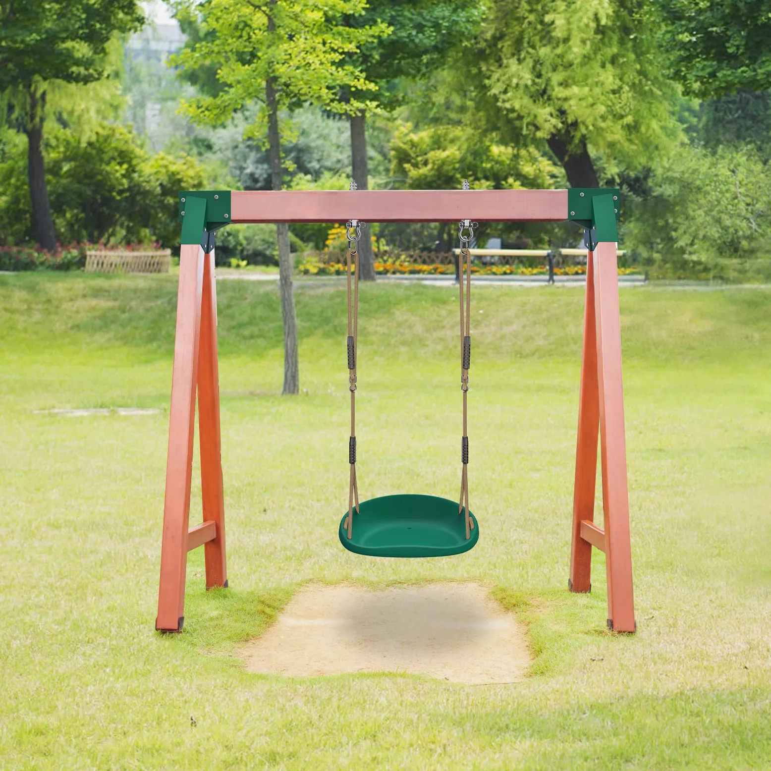 SELEWARE Asiento de columpio de plástico, reemplazo de columpio de árbol antideslizante con cuerda ajustable y 2 mosquetones, juego de columpio de patio de recreo resistente para adultos y niños, para