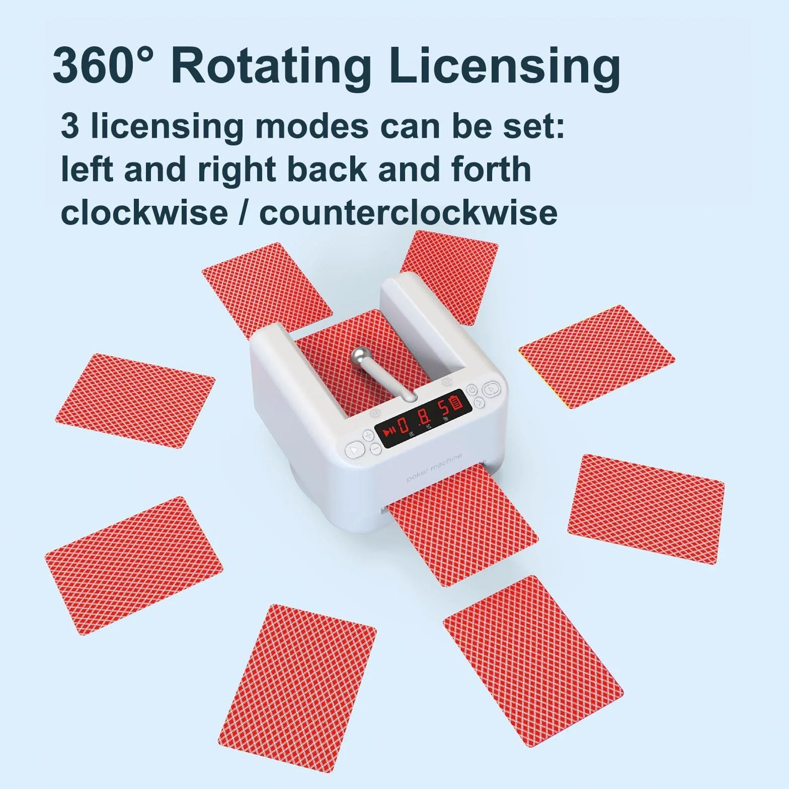 Repartidor automático de cartas de póquer, máquina de póquer robot con distribuidor de cartas totalmente automático con rotación de 360 ​​° con pantalla LED, barajador inteligente de cartas de póquer