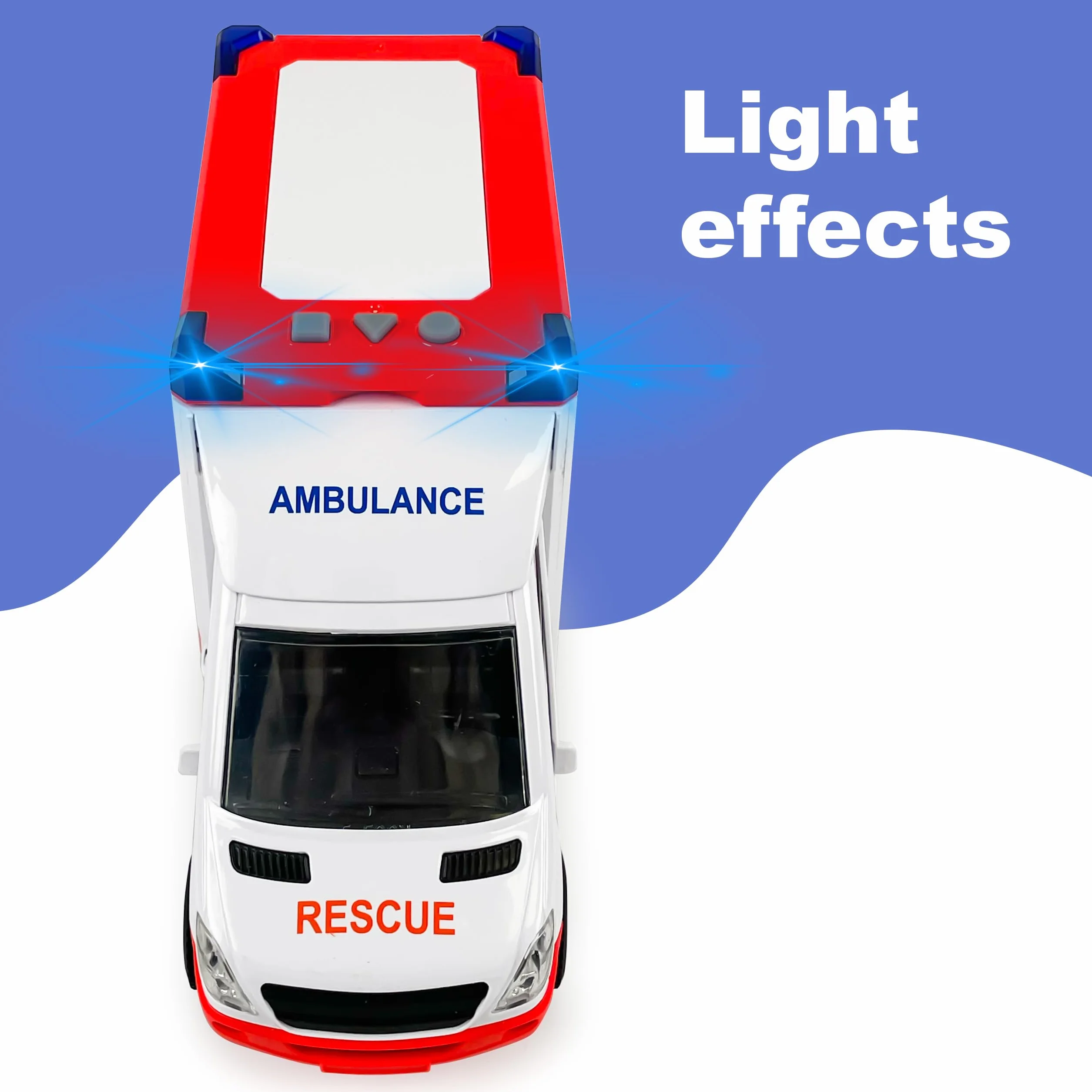 CELMAN Juguete de ambulancia, ambulancia ambulancia con camilla, portón trasero para abrir, luz y sonido, coche de juguete grande para niños a partir de 3, 4, 5, 6, 7, 8 años
