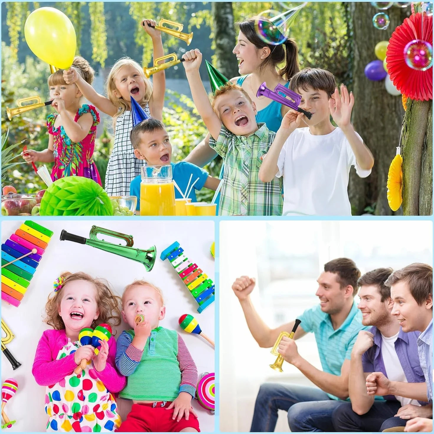 6 Piezas Bocina Trompeta De Juguete, Trompeta Porristas Bocina, Musicales de Plástico, Bocina Muy Fuerte Apoyos Alegría Noisemakers, Accesorios para Fiesta Favor Regalo Niños Juguete