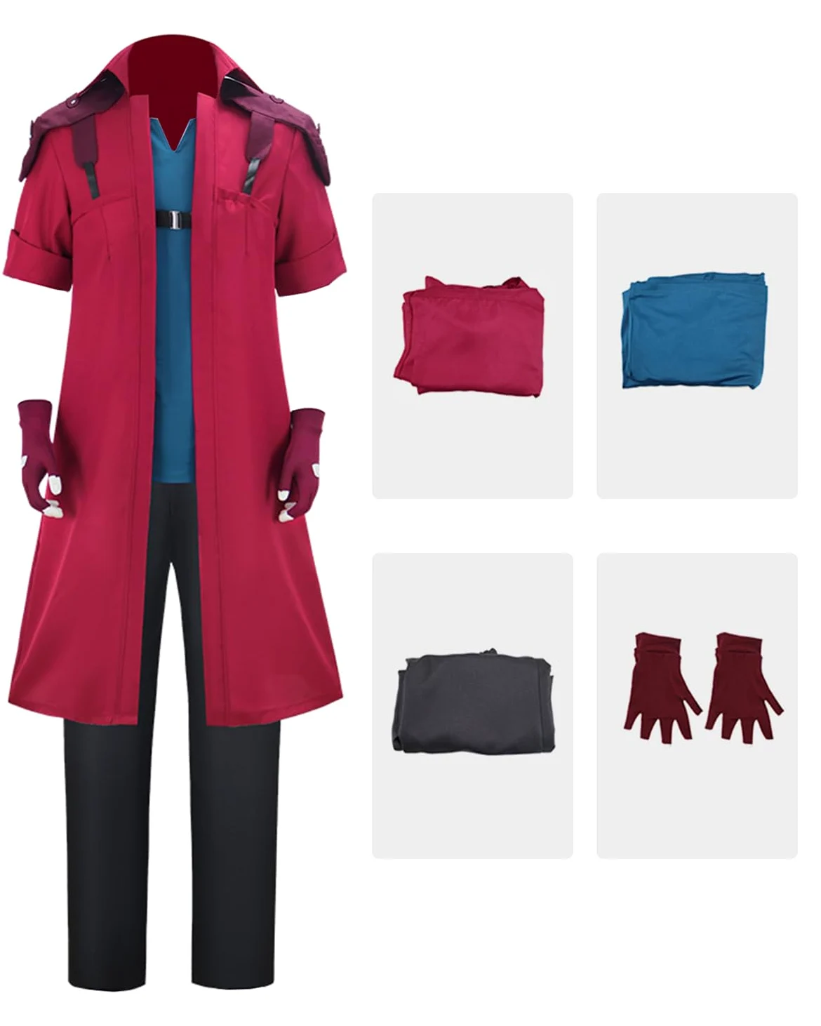 CR ROLECOS Dante Cosplay Disfraz de Diablo Rojo Abrigo Trenchcoat Chaqueta Larga Anime Cosplay Completo Set Halloween Carnaval