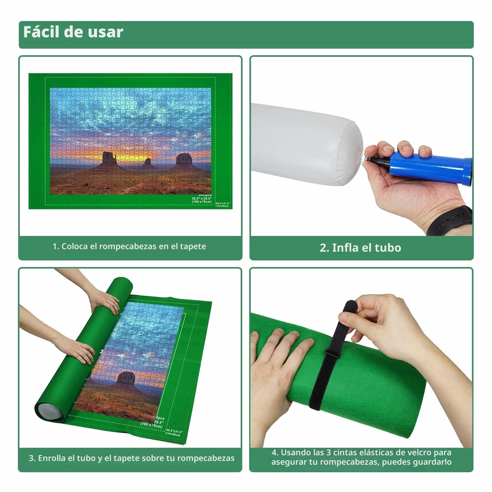 MOZOOSON Tapete Puzzle 2000 Piezas, Puzzle Mat Roll Fieltro Tapete para Puzzle, Alfombra Puzzle, Accesorios para Guardar Los Puzzles con 6 Puzzles Clasificadores
