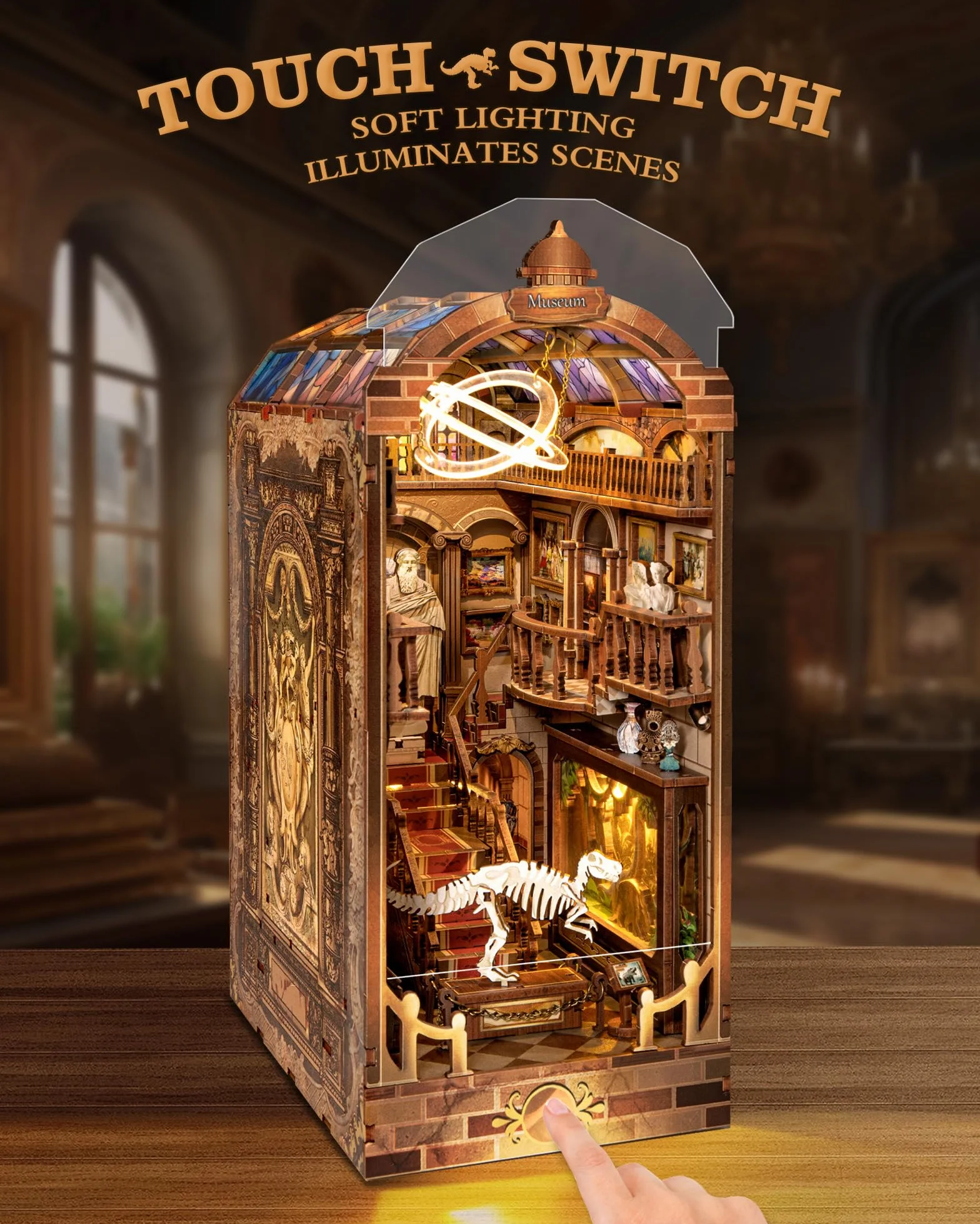 Quanquer DIY Book Nook con protección contra el Polvo y luz LED 3D de Madera Booknook, Rompecabezas de Madera 3D Booknok Navidad Halloween cumpleaños Ideas para 14 años (museos)