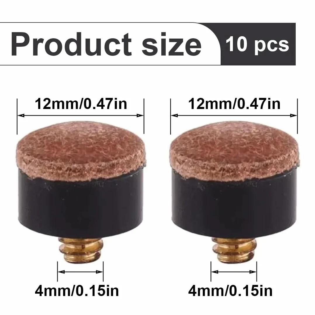 Kit de Repuestos para Cola de Billar, Consejos de Repuesto para Pool, Accesorios Snooker, Schraubbare Leder Spitzen (13mm)