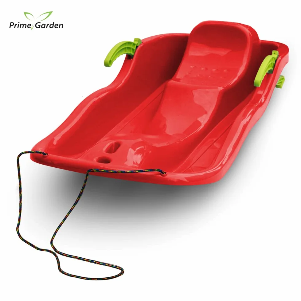 PRIMEGARDEN® Corsa - Trineo infantil con freno de mano, dirección y giro al descenso de montaña, color rojo