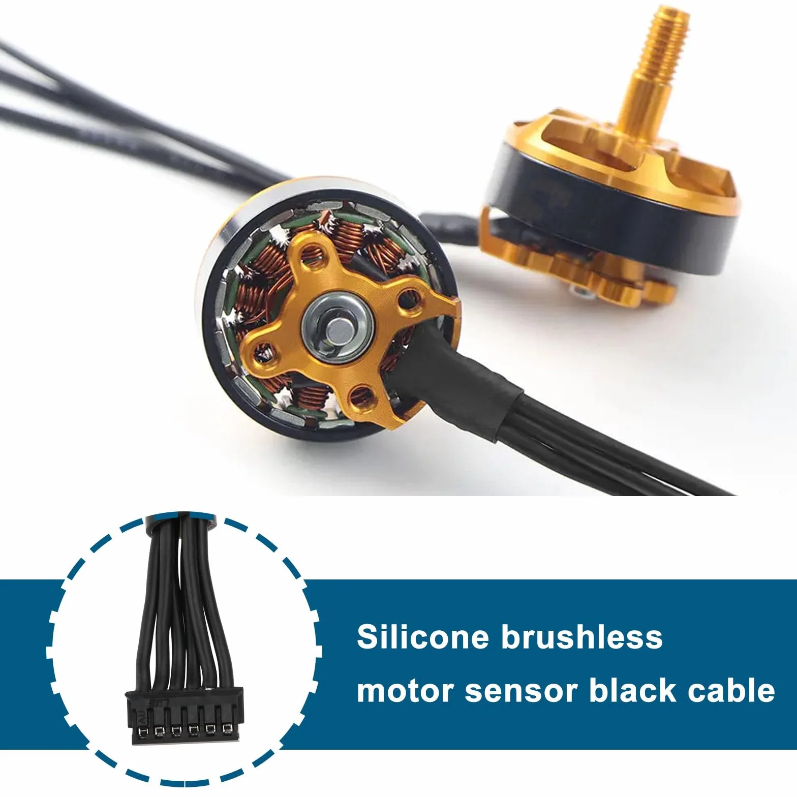 2 sensores de motor sin escobillas, cable negro de 150 mm de longitud del cable de 1,25 terminal, doble cabeza, 6 p, adecuado para mini helicóptero a control remoto, tira de luz LED, modelo de