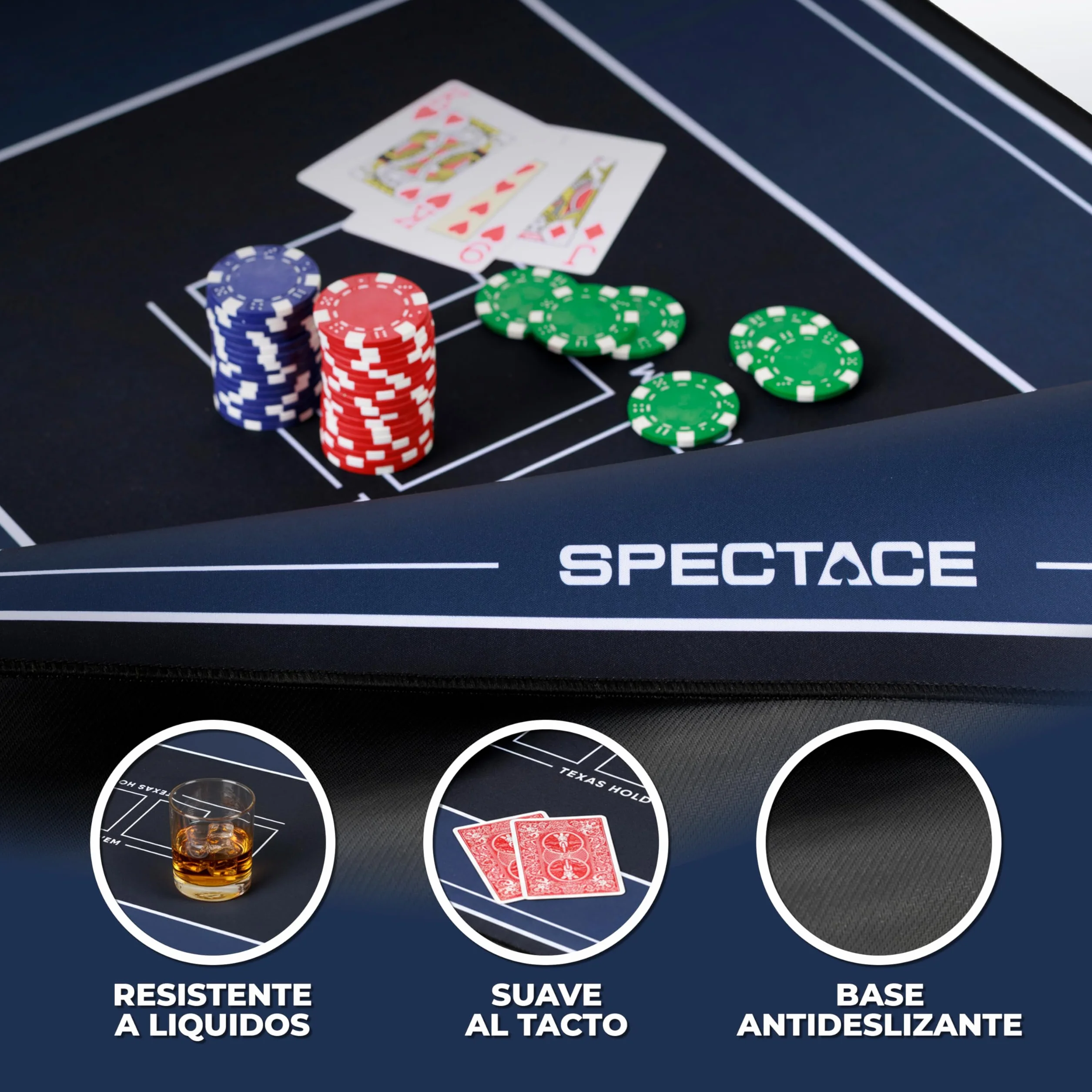 Tapete Poker 100 × 60 cm + Funda de Protección | Versión Premium - Tapete Cartas Profesional para Poker Set | Mesa Poker Estilo Casino