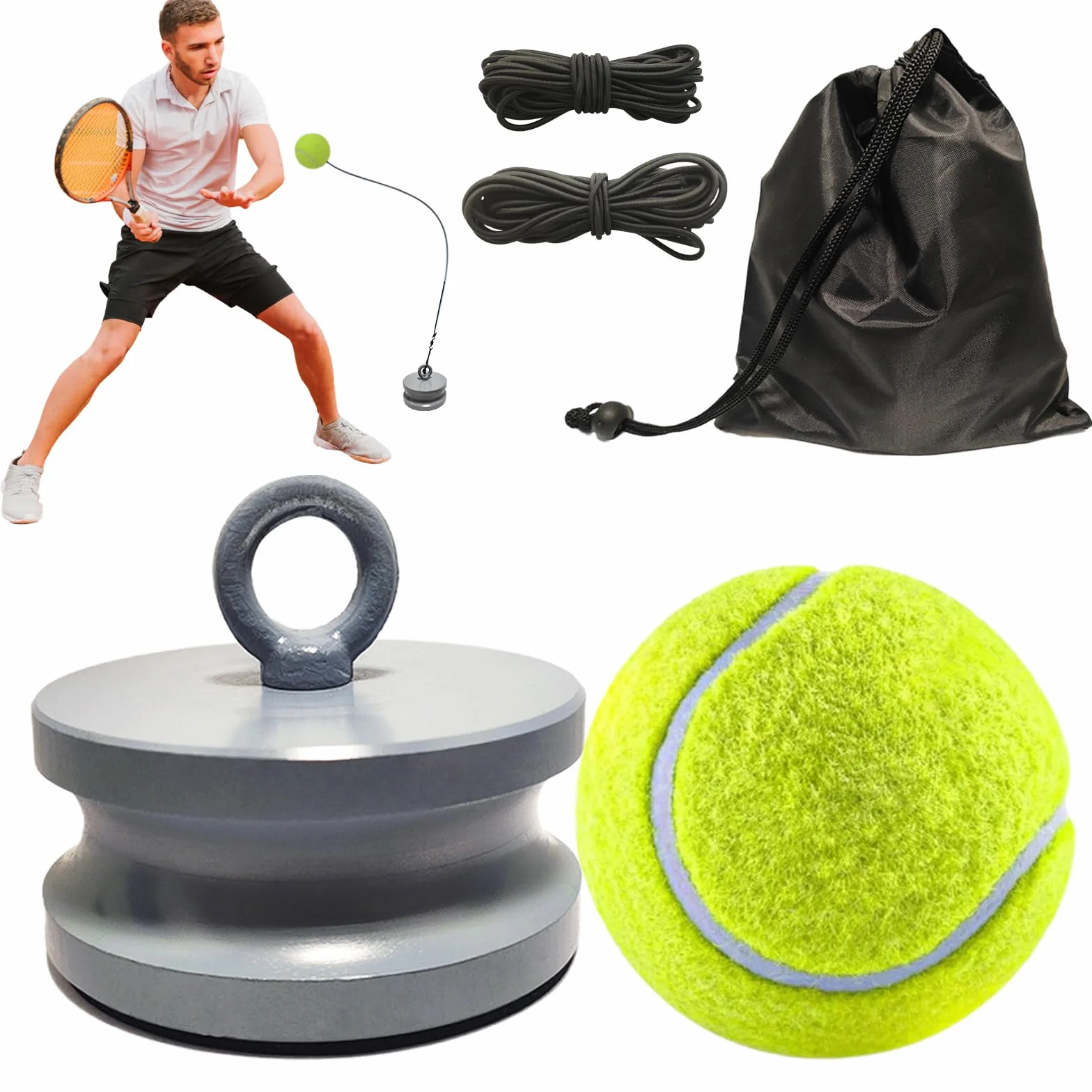 Dispositivo de Entrenamiento de Tenis con Base Metálica de 1,2 kg para Exteriores