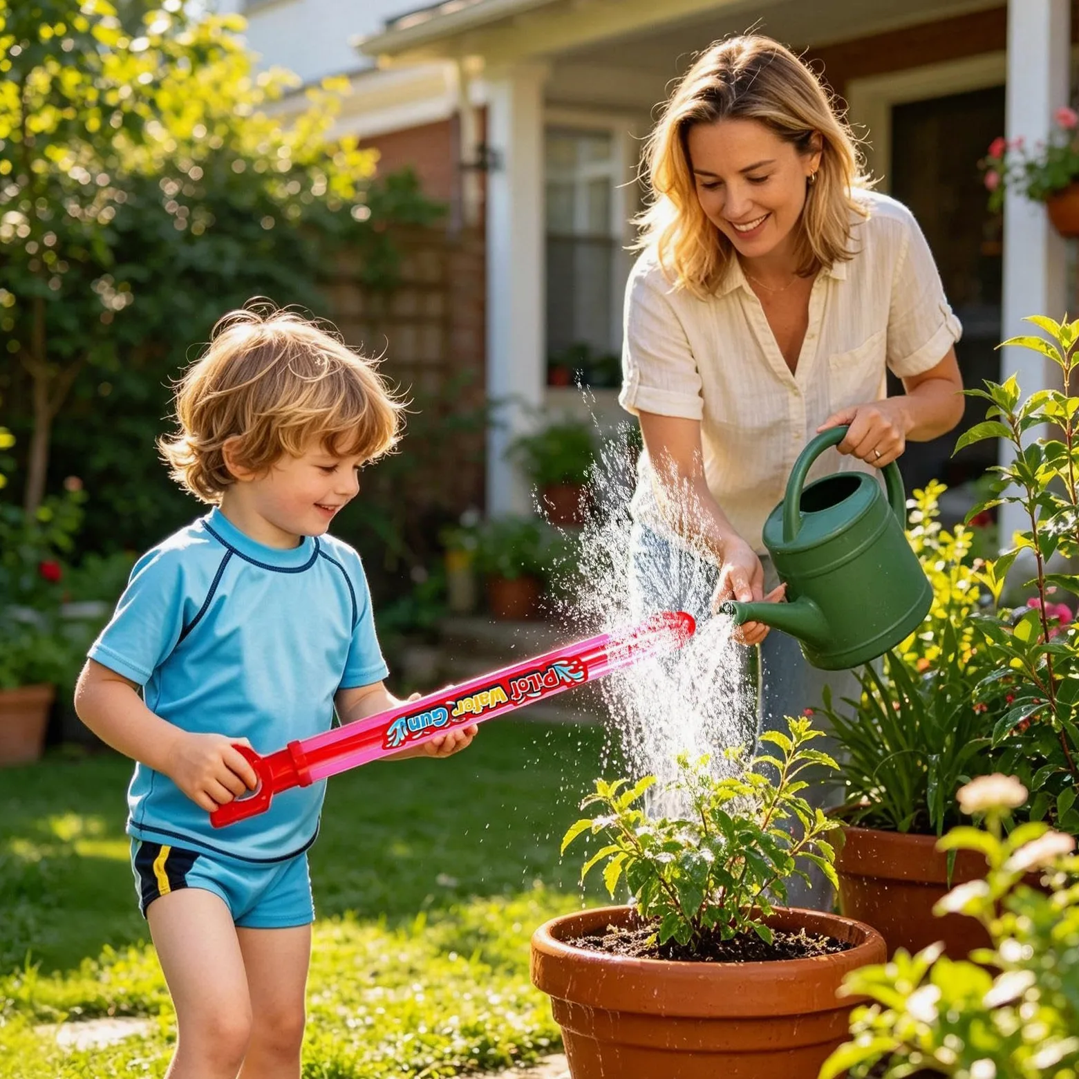 Rociador De Agua Infantil Juego De 2 Piezas De 360 Grados Interactivo para | Pistola De Agua De Verano Infantil Para Niños Y Niñas Al Aire Libre Jardín Playa Y