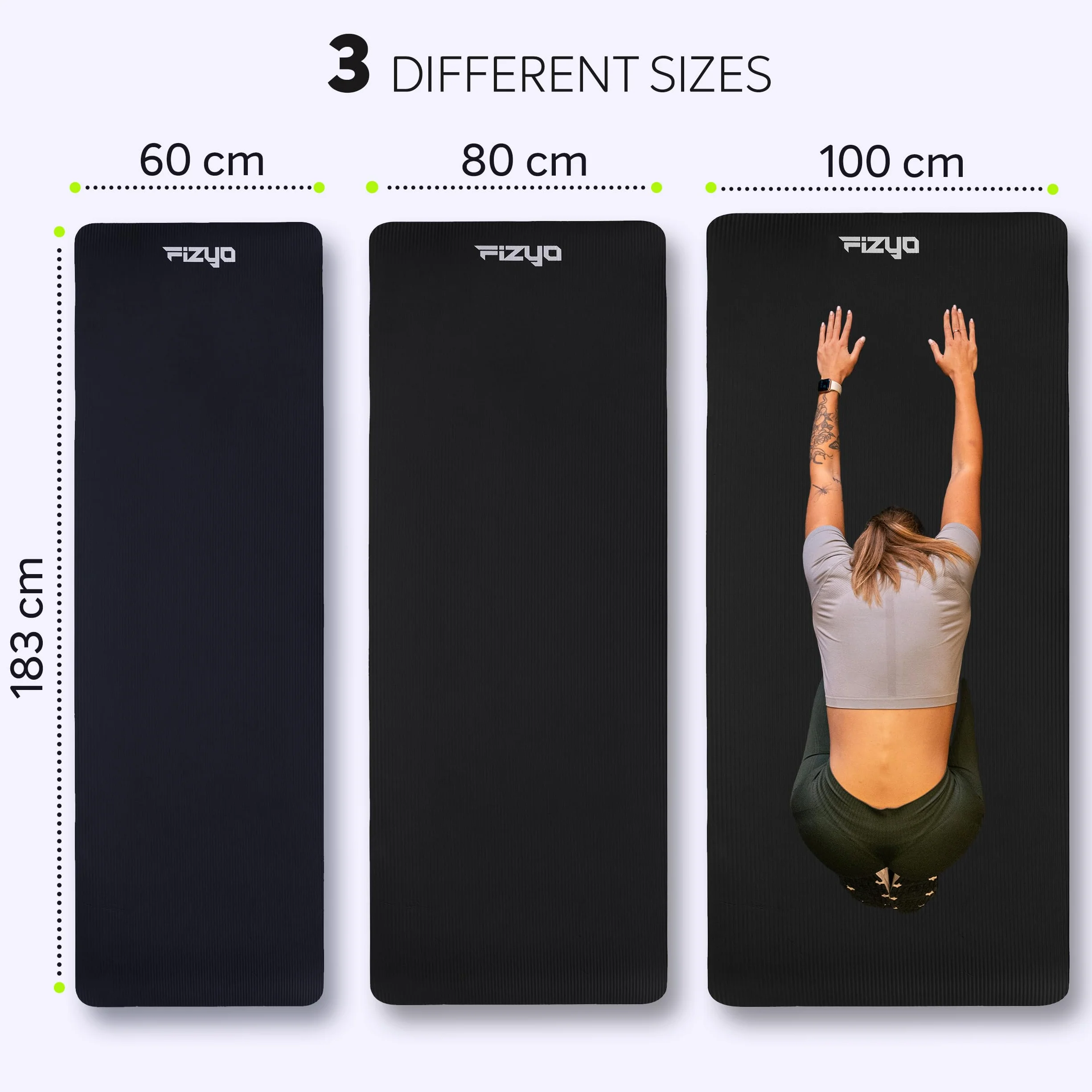 Fizyo Esterilla de Yoga Antideslizante NBR 190 x 60 cm para Pilates y Fitness