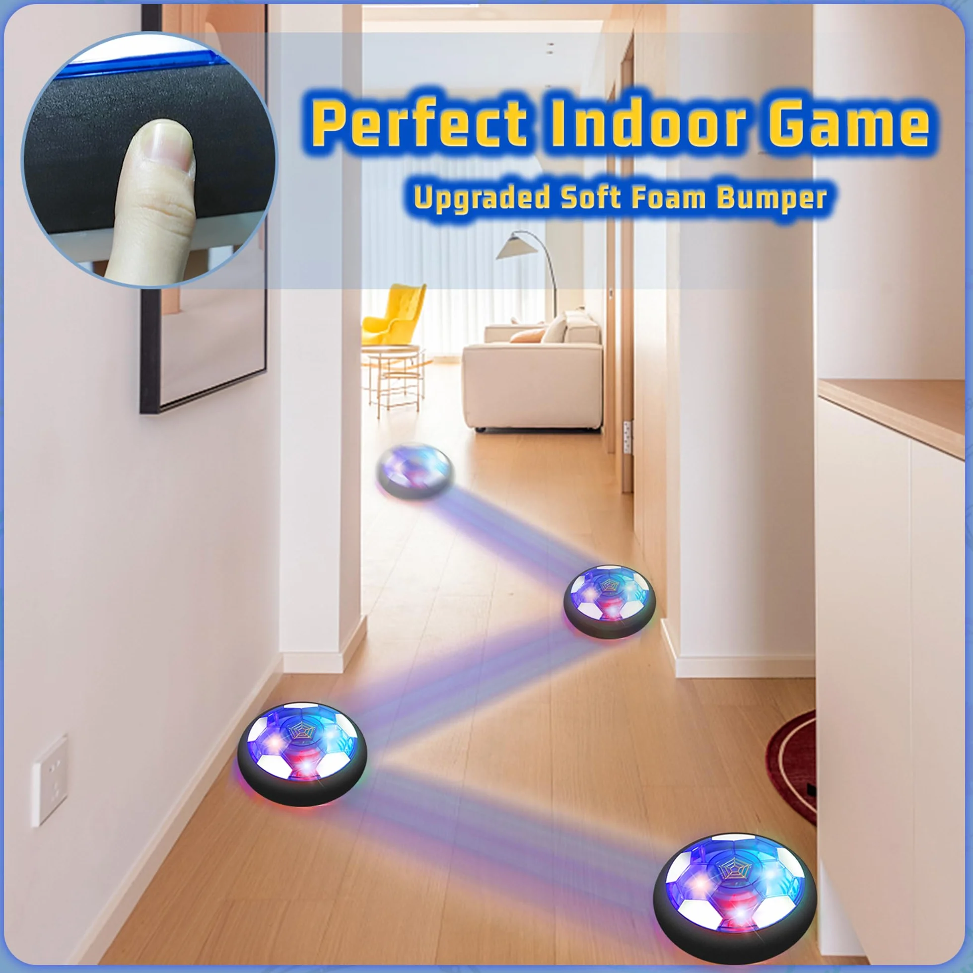 SUNNOW Balon Futbol Flotante - 3 en 1 Air Power Soccer Recargable con 2 Porteria Futbol Niños Juego Futbol Niños Balon Flotante Juguetes para Niños Niñas 3 4 5 6 7 8-12 Años