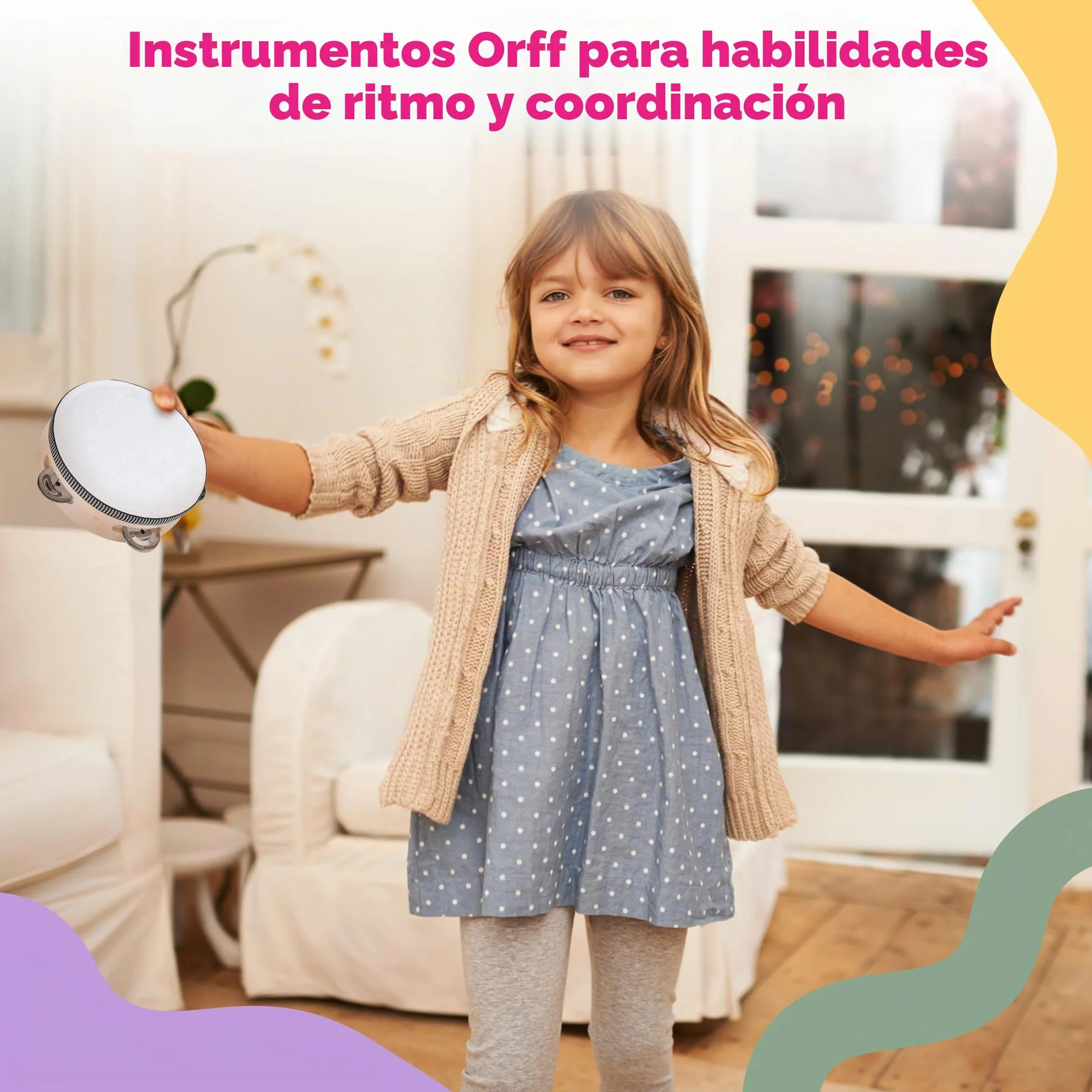 Stoie’s Set de Instrumentos Musicales para Niños – Instrumentos de percusión de Madera para niños de 1 a 3 años, xilófono, pandereta, Maracas, Juguetes Musicales para niños de 3 a 5 años