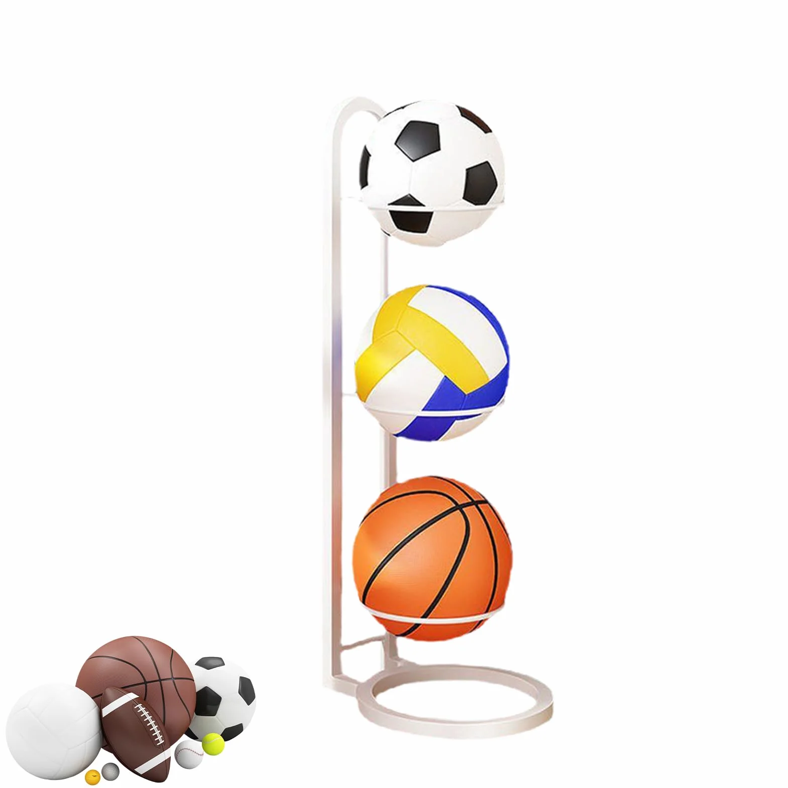 Estante Almacenaje Vertical Para Balones De Fútbol Baloncesto Rugby Hierro Fundido Multicapa