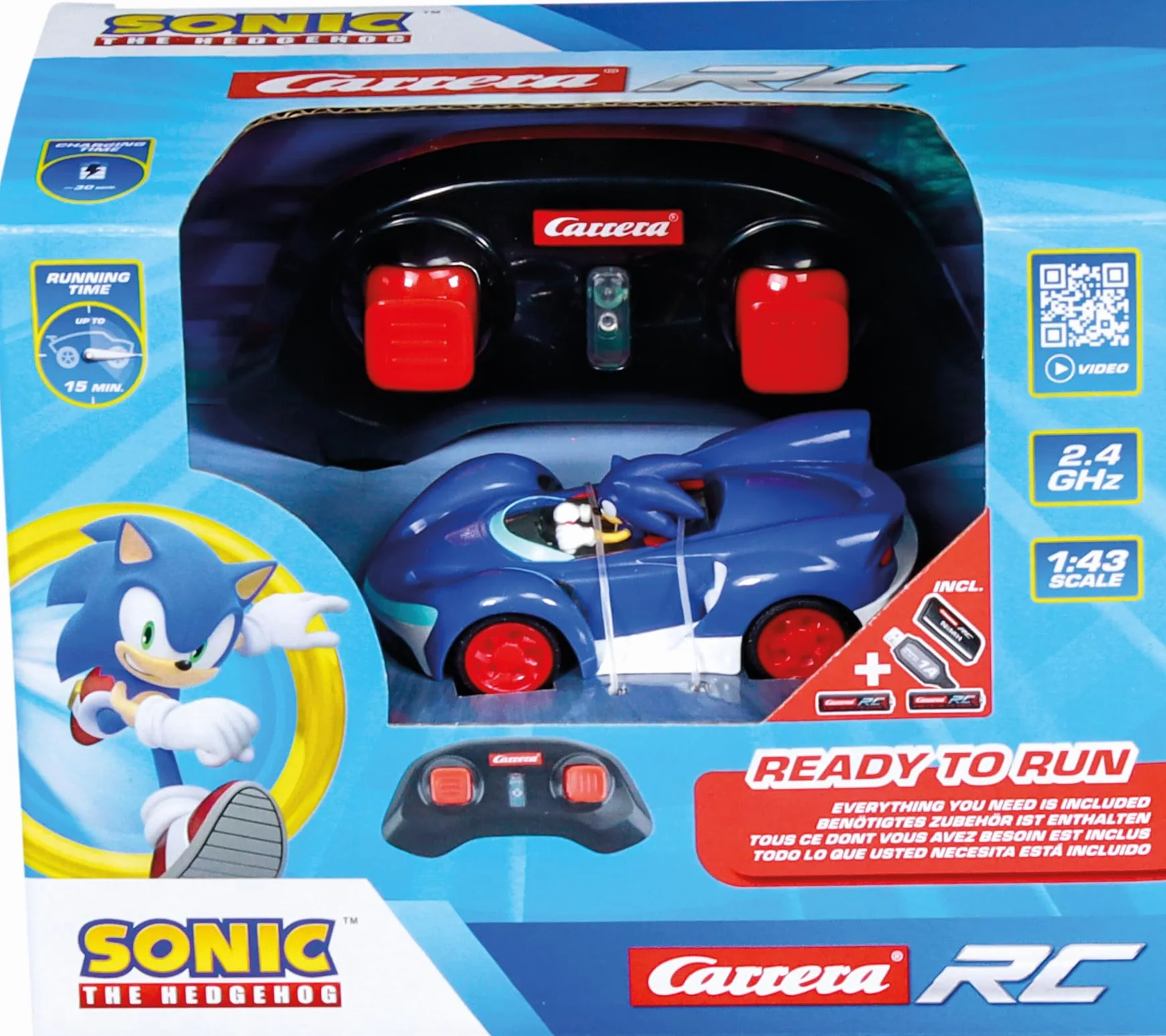 Carrera - 370430022 RC Equipo Sonic Racing Mini RC, Sonic 1:43