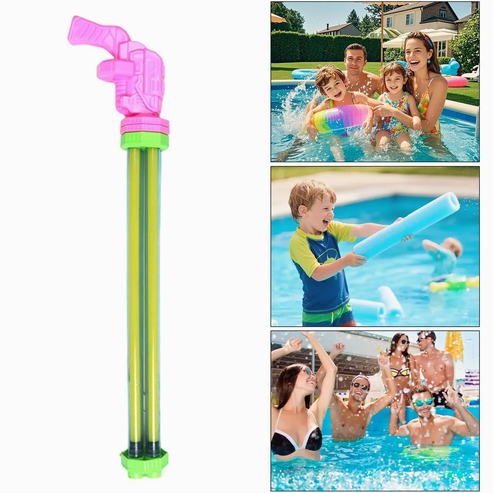 Pistola de Agua para Piscina Juguete Veraniego Exterior Multitubo Extraíble | Juguetes Combate Acuático Infantiles Niños Adultos Cumpleaños Parque Camping Jardín Césped Patio Trasero Reuniones