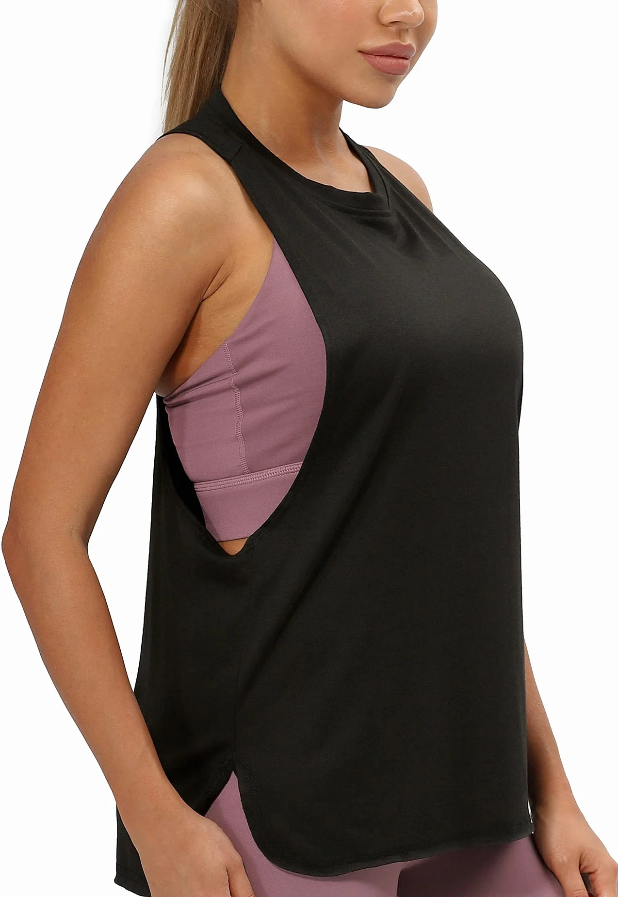 icyzone Camiseta de Fitness Deportiva de Tirantes para Mujer, Pack de 3