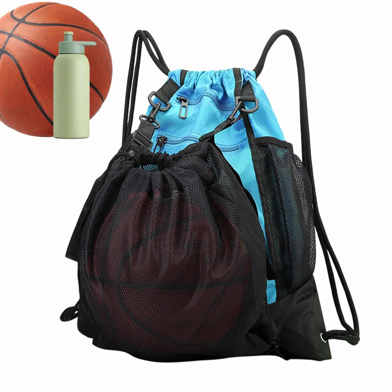 Mochila de baloncesto plegable con cordón para exteriores, diseño transpirable, ligera