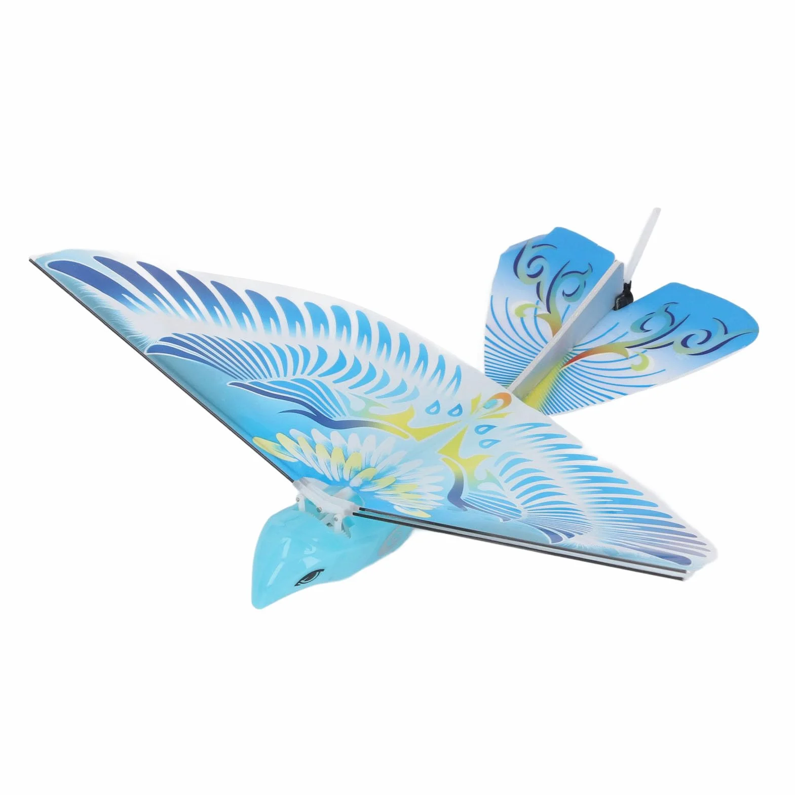 Juguete volador de pájaros teledirigido RC, 2,4 GHz, carga USB, alas batientes biónicas LED, azul