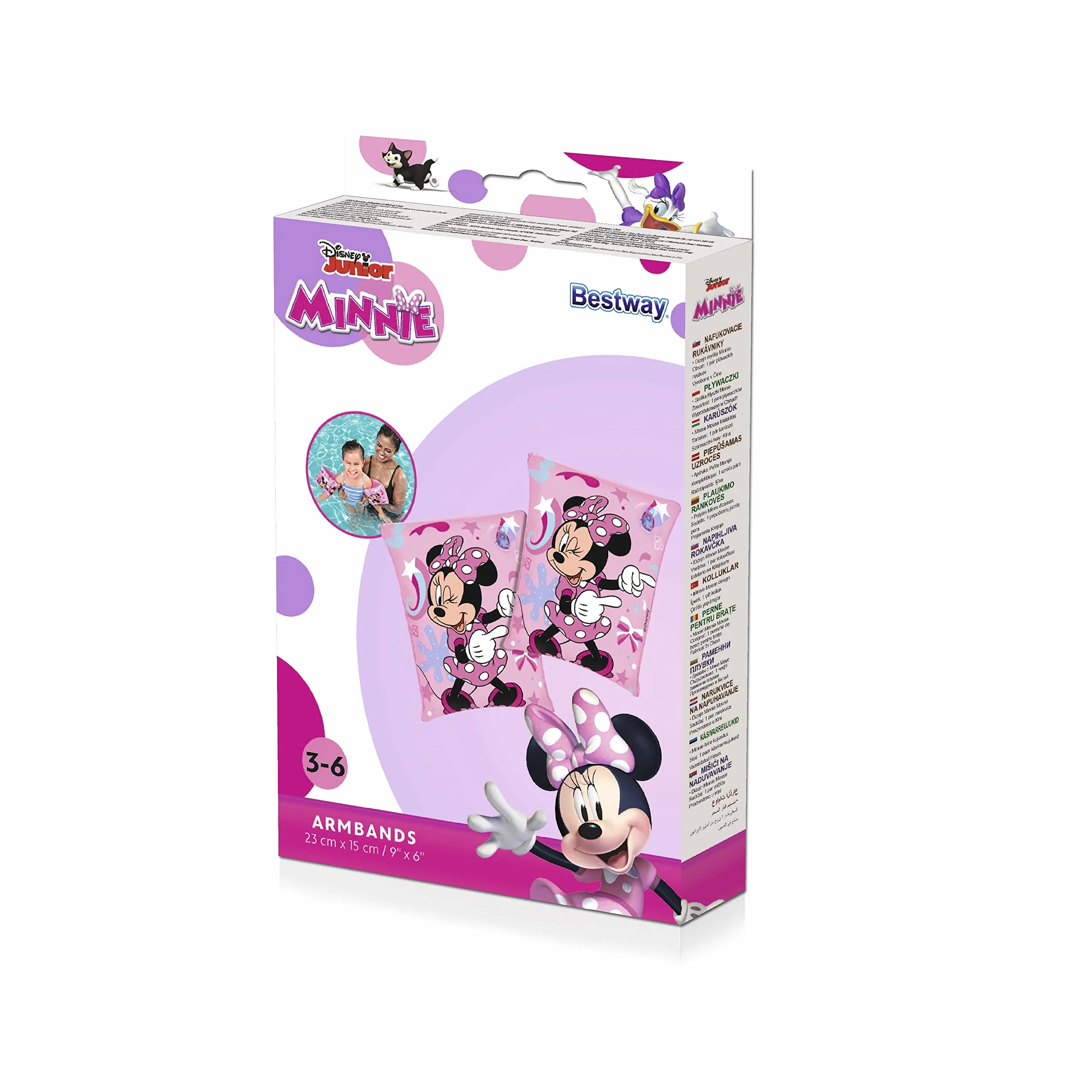 Manguitos hinchables Minnie Junior 23 x 15cm/9" x 6", para niños de 3 a 6 años