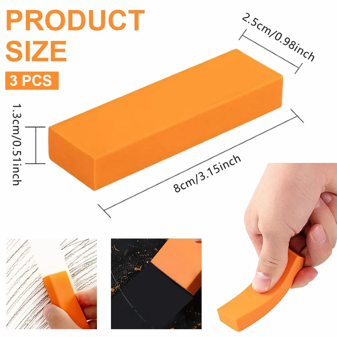 3 PCS Kit para borrar arañazos de Acero Inoxidable,Borrador magico,Gomas Mágicas Anti óxido - Elimina Manchas de Agua y Óxido en Utensilios de Cocina