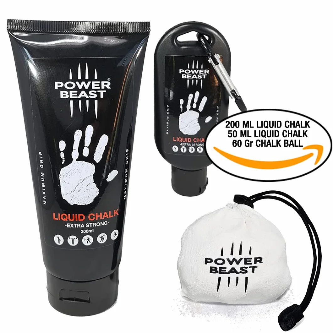 Pack Magnesio Líquido 200Ml + 50ML + 60Gr, Bola Tiza Magnesio Rellenable, Liquid Chalk, Tiza Líquida para Gimnasio, Calistenia, Halterofilia