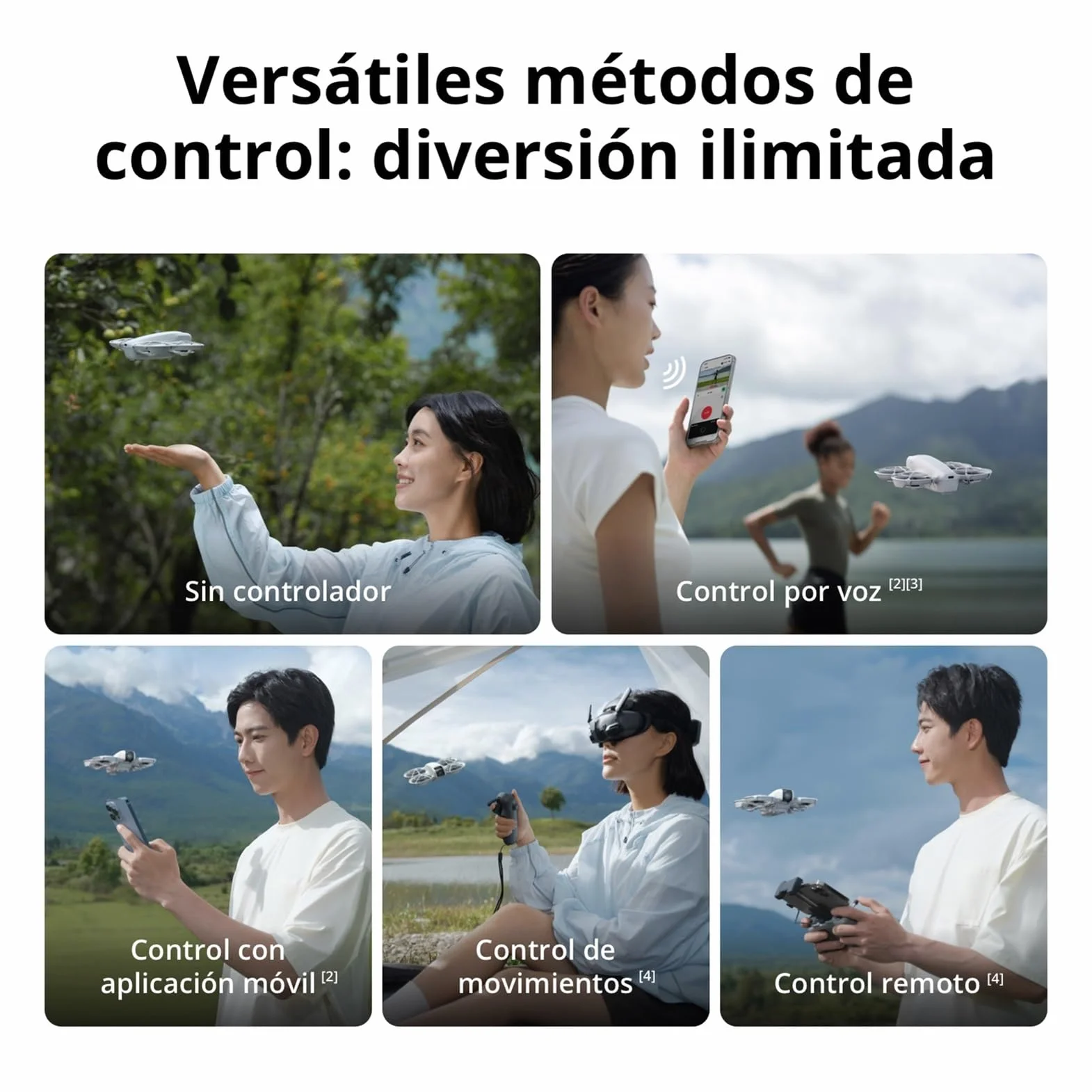 DJI Pack Neo Vuela Más, dron mini con cámara 4K UHD para adultos, 135 g dron que vuela siguiéndote,despega desde la mano,seguimiento de objetivos,QuickShots, vídeo estabilizado, con RC-N3 y 3 baterías