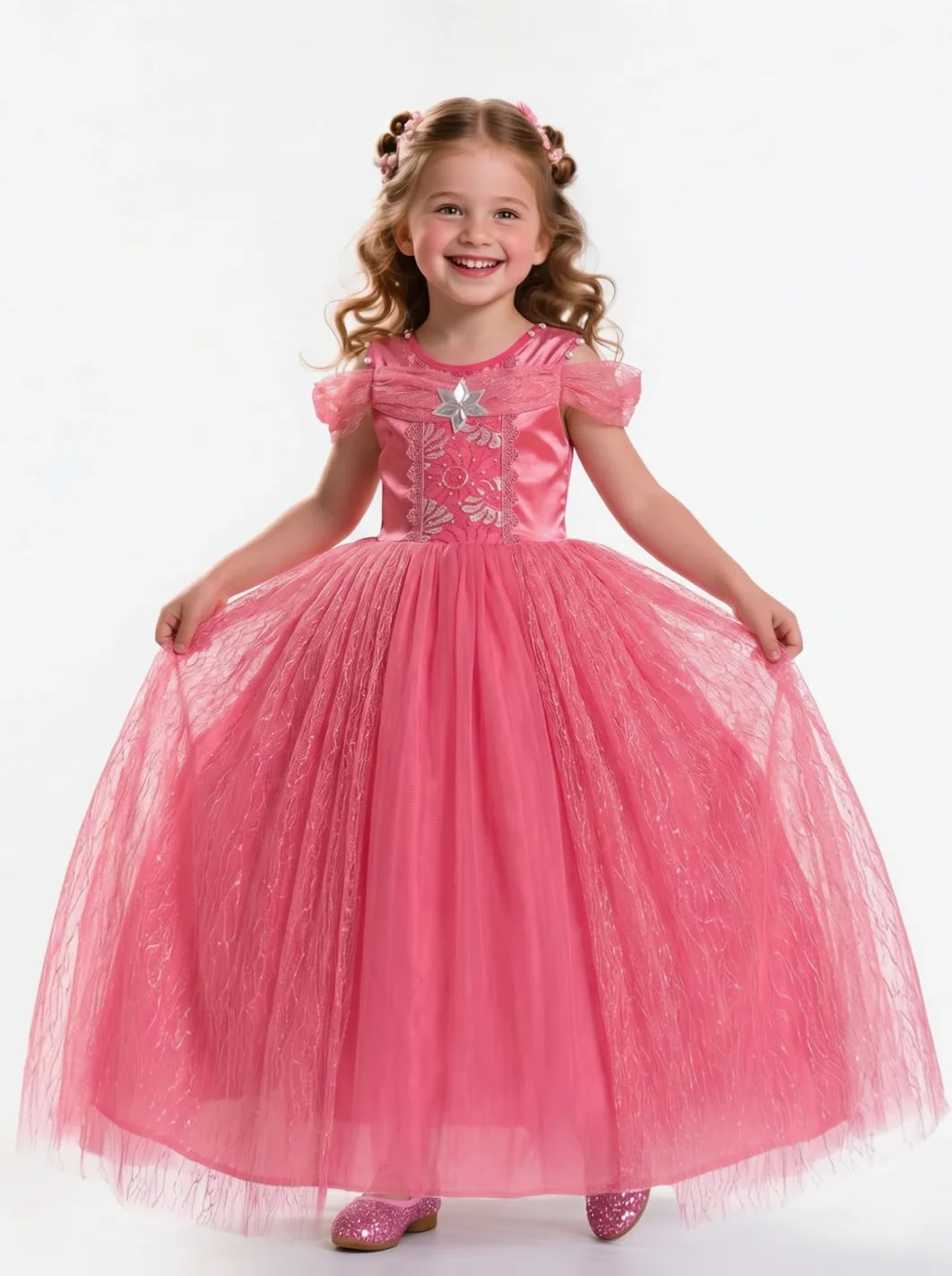Disfraz de princesa para niña, control de aplicación, con 4 accesorios para Halloween, Navidad, carnaval