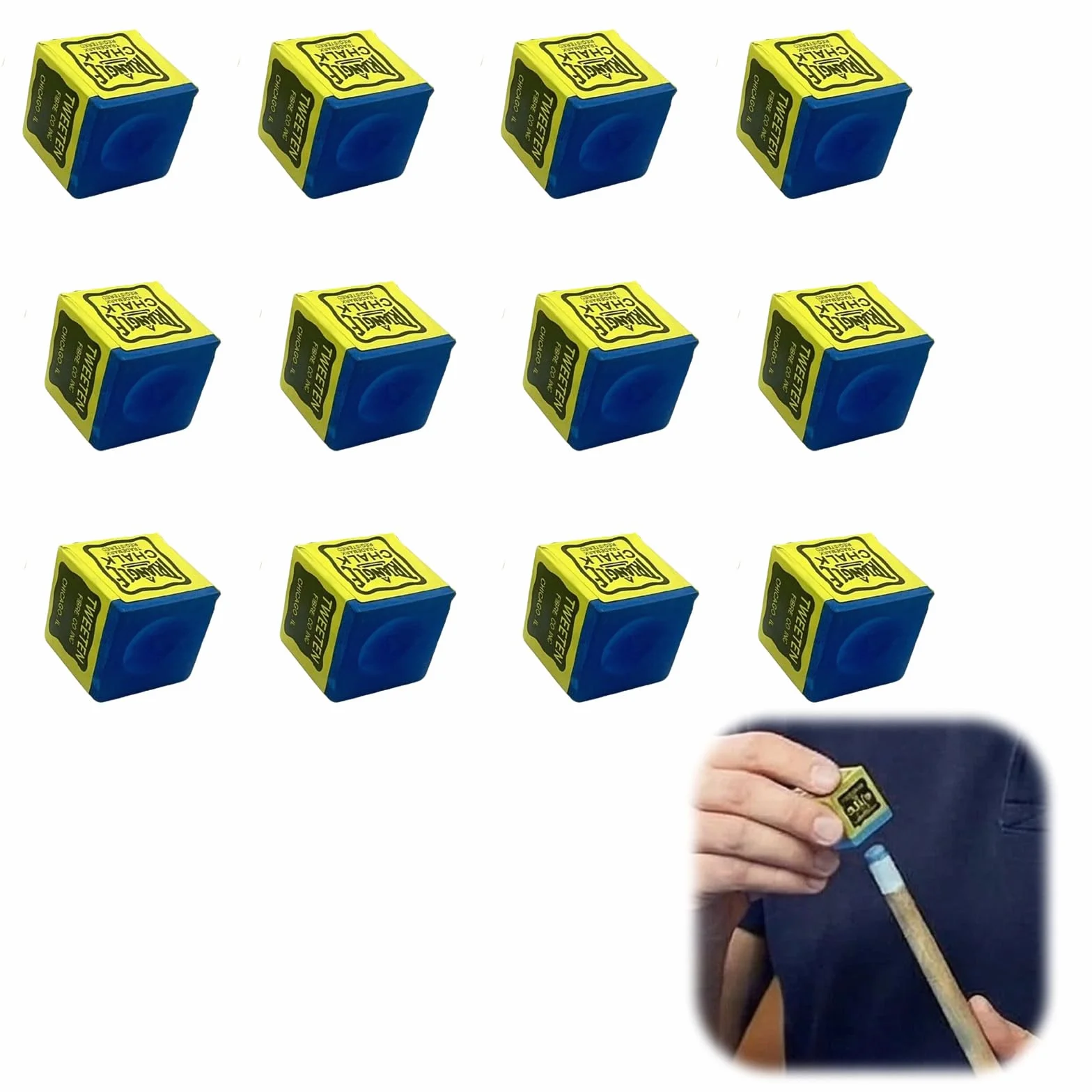 Tizas de Billar Set 12 Azules Gran Durabilidad Precisión Control