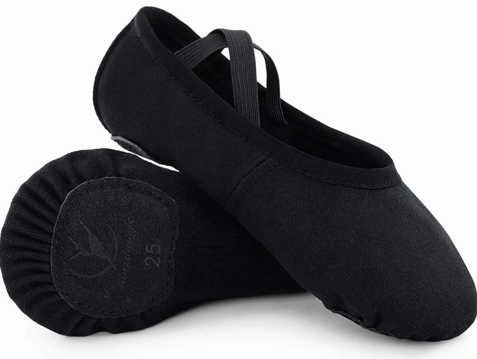 Zapatillas de Danza Ballet Lona elástica Suela Cuero Dividido Negro Marrón Rosa