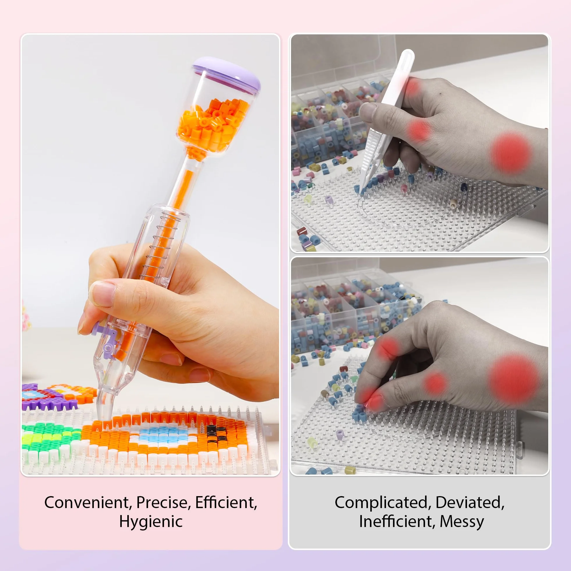 Caydo Pluma para Cuentas Fusibles 5mm, Distribuidor de Cuentas Fusibles Moradas para Decoraciones DIY Navideñas y Caseras, Interacción Padre-Hijo y Manualidades para Niños