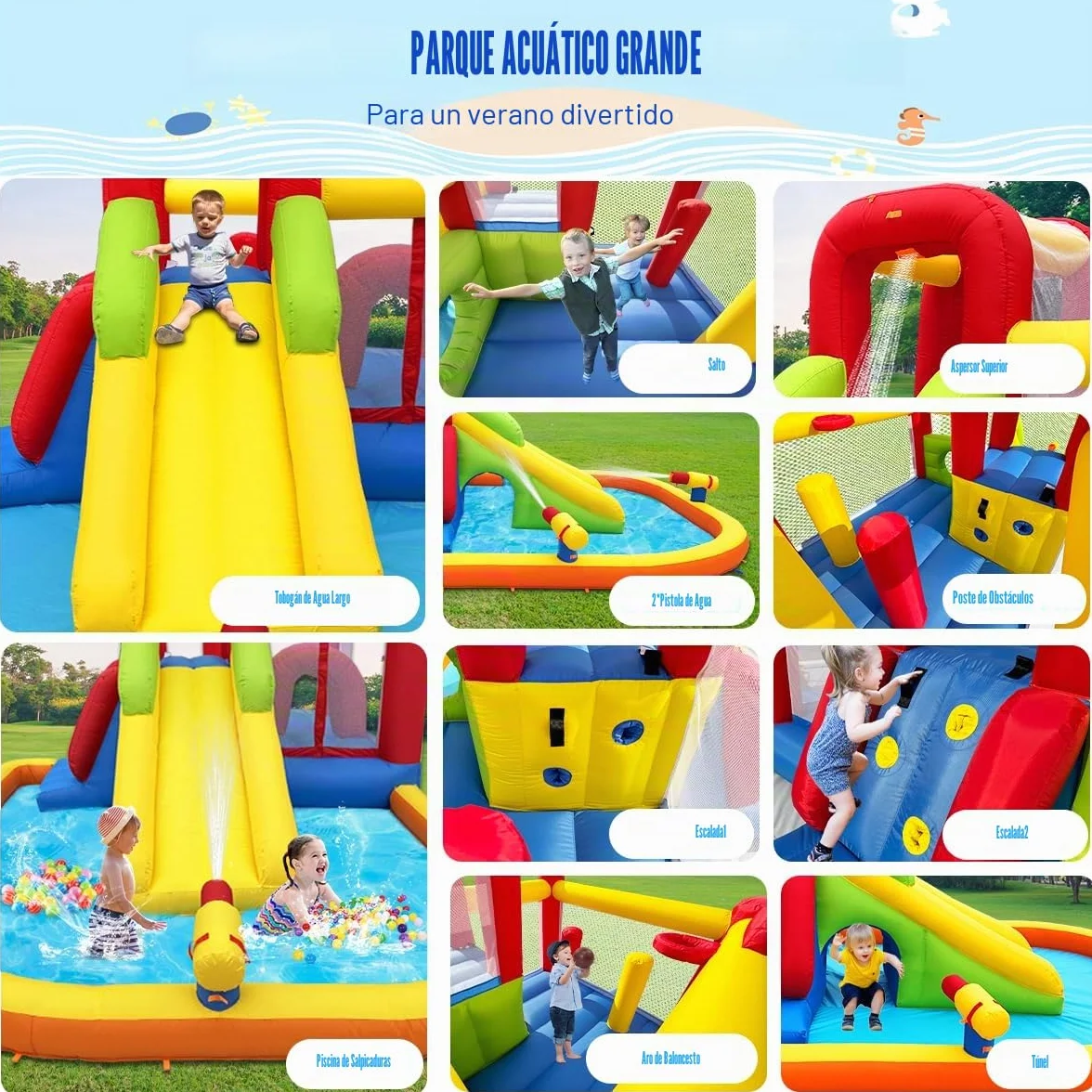 Ballsea Castillo hinchable con soplador, material premium, certificado de seguridad, uso en interiores y exteriores, ideal para cumpleaños infantiles y fiestas familiares