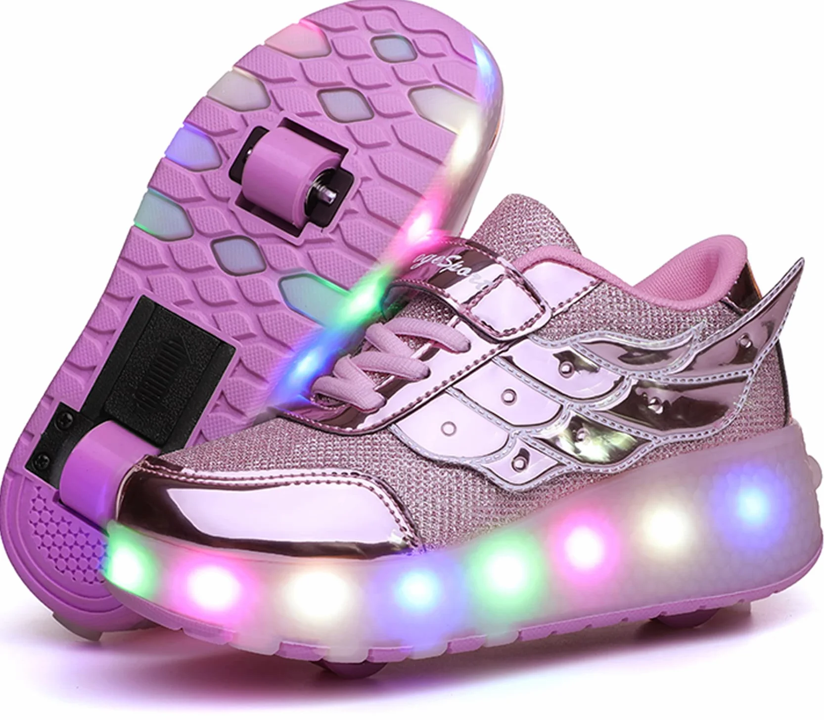 Patines en Línea con Ruedas Led para Niños y Niñas Zapatillas de Skateboard con Carga USB