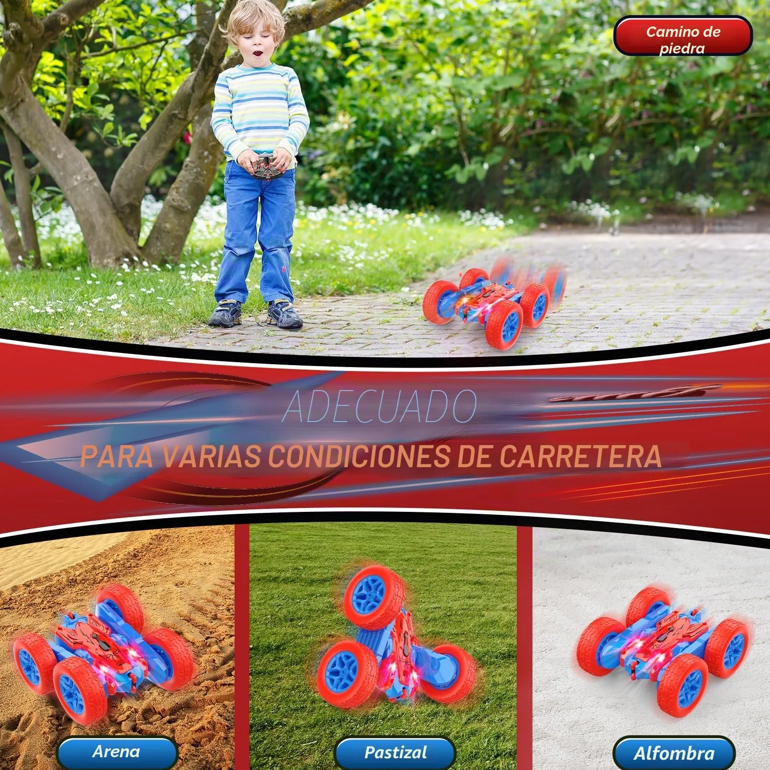 Dreamlandia Coche Teledirigido, Juguetes Niños 3-10 Años, Monster Truck Carro Telecomandado Criança 2.4Ghz con Luces, Regalo Niño 3 4 5 6 7 8 9 Años Cumpleaños