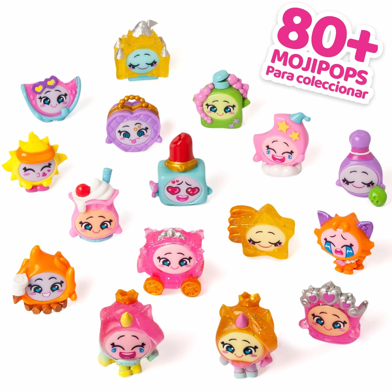 MOJIPOPS Rainbow Series – One Pack. Caja con 24 sobres con figuras coleccionables. Cada sobre Contiene 1 Mojipop sorpresa y 1 Checklist