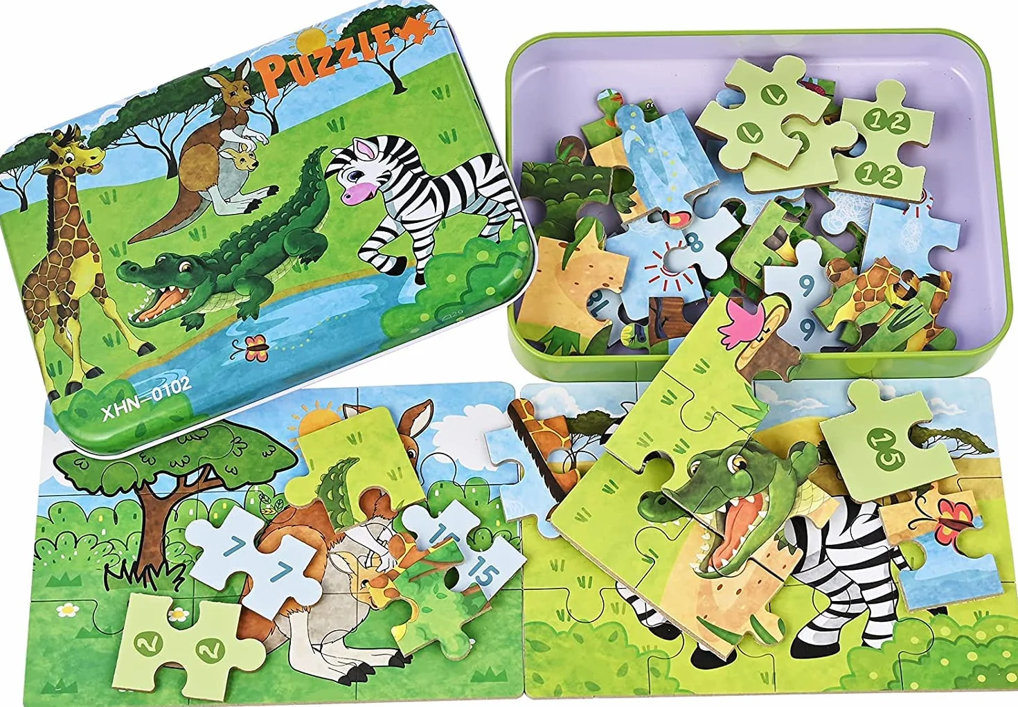 Puzzle 1-5 años Juguetes Niños 8 Pcs Juegos Educativos Animales Rompecabezas con Caja Regalo