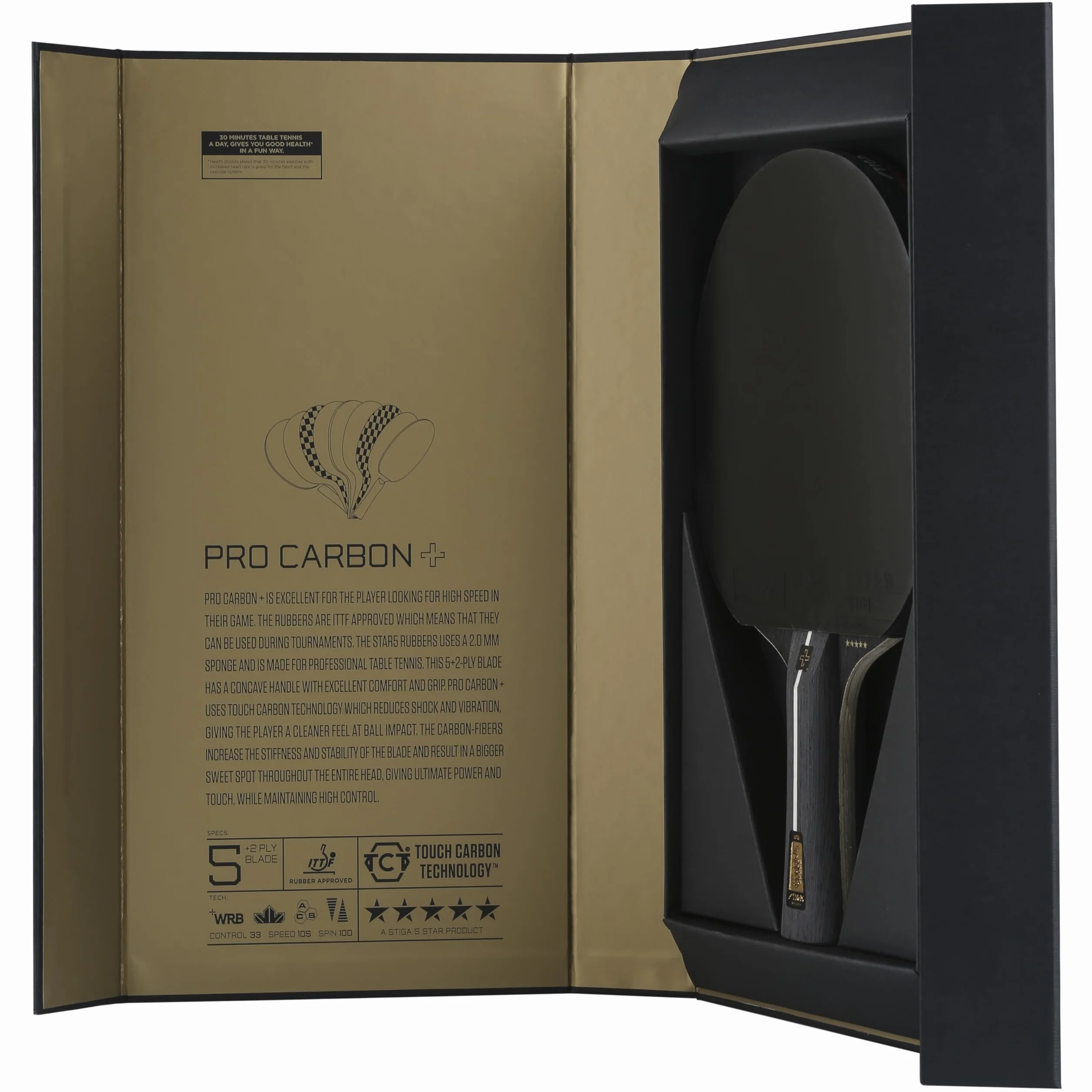 STIGA Pro Carbon Table Tennis Bat ITTF Approved Touch Carbon Technology Black/Red
