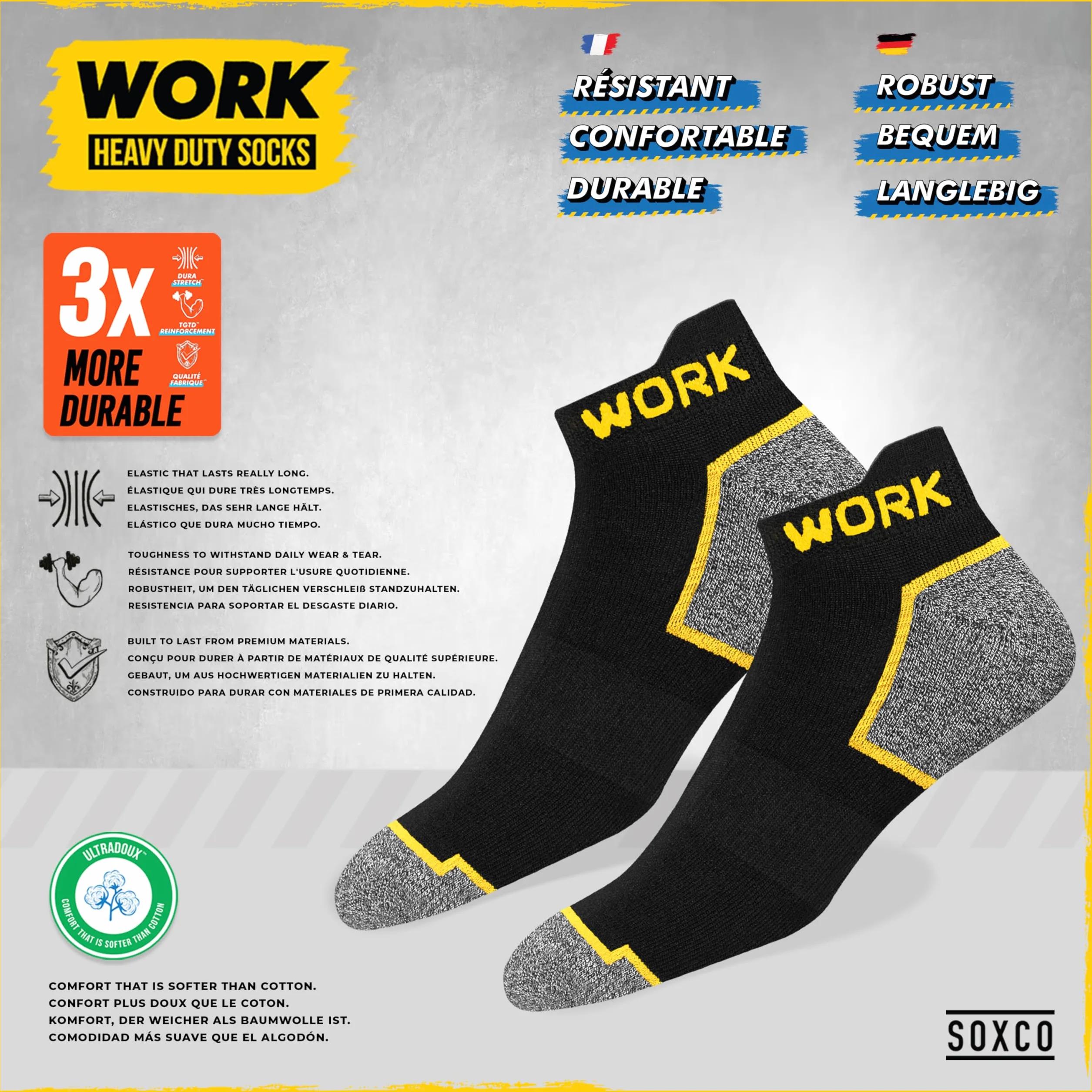 SOXCO Calcetines Tobilleros Hombre Trabajo Cortos 10 Pares