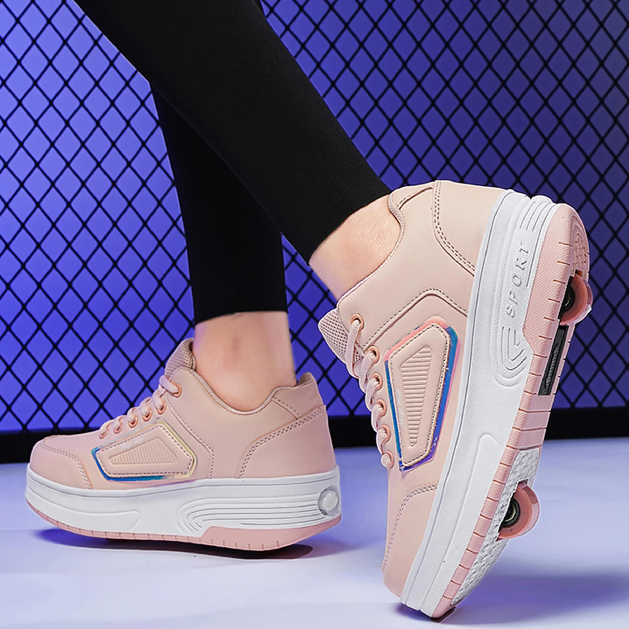 Zapatillas con Ruedas Ajustables para Niños y Niñas, Deportivas con Dos Ruedas