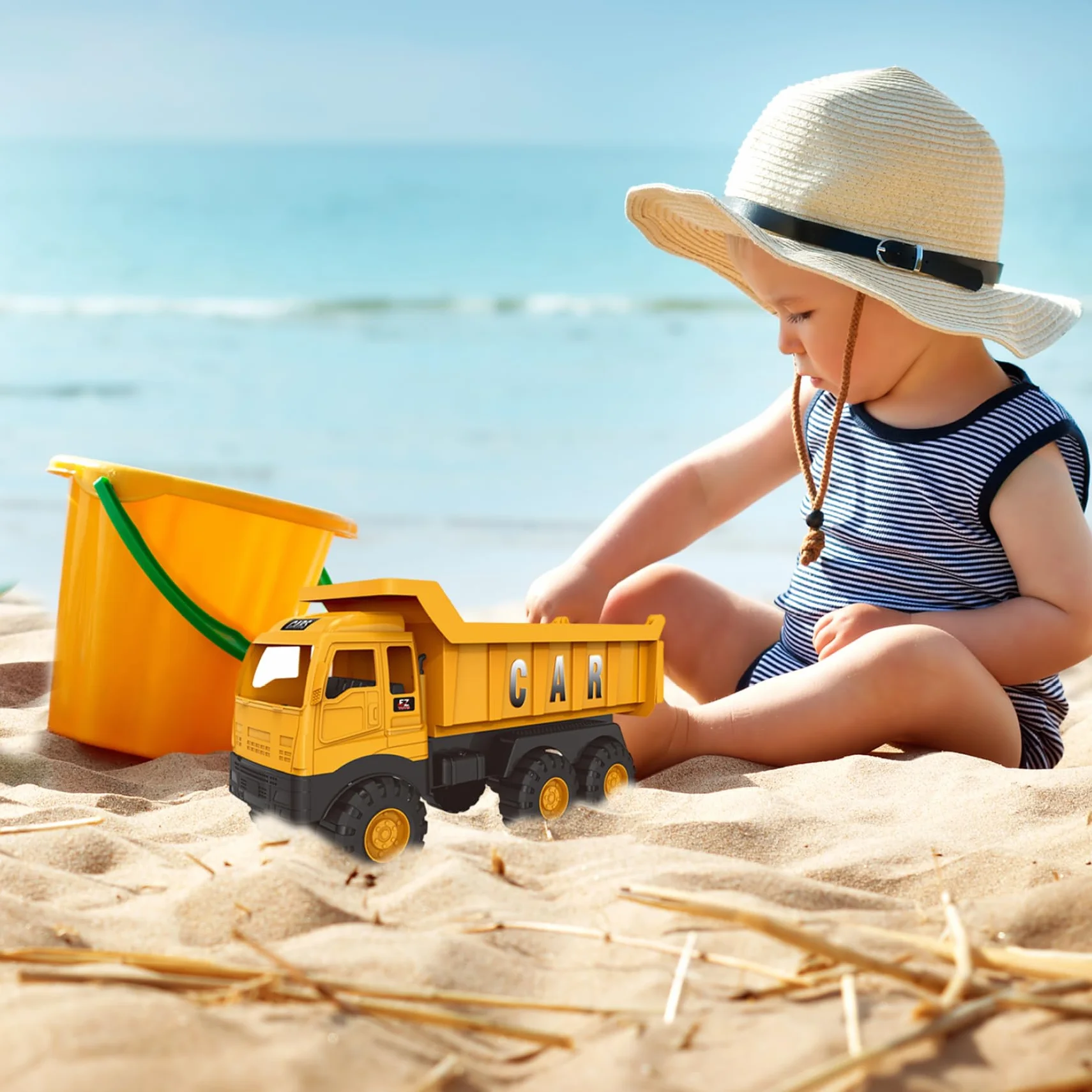 Camiones con caja de arena, vehículos de construcción de juguete de plástico, juguete de arena de playa al aire libre, ideal para niños pequeños de 3, 4, 5, 6, 7 y 8 años, juguetes de construcción